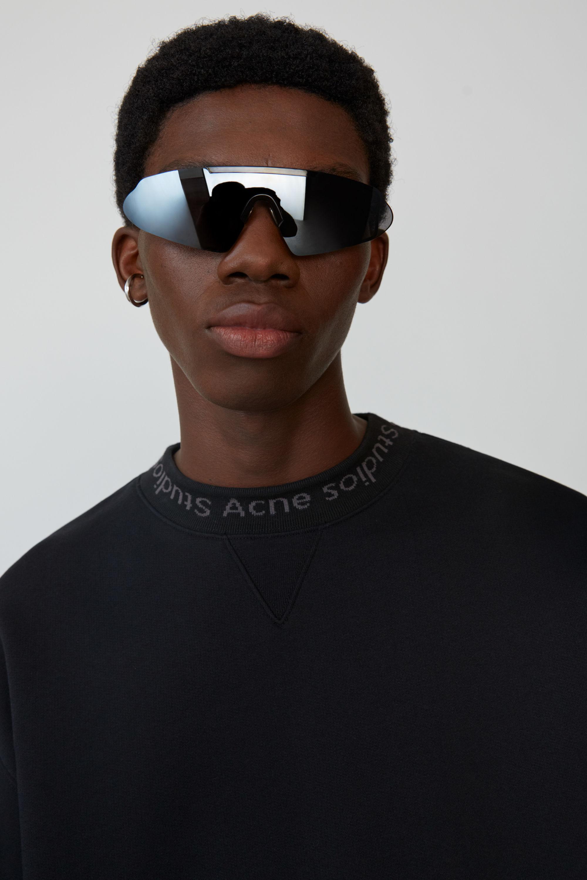 Acne Studios Cotton Flogho Black Logo Crewneck Sweatshirt for Men - Lyst