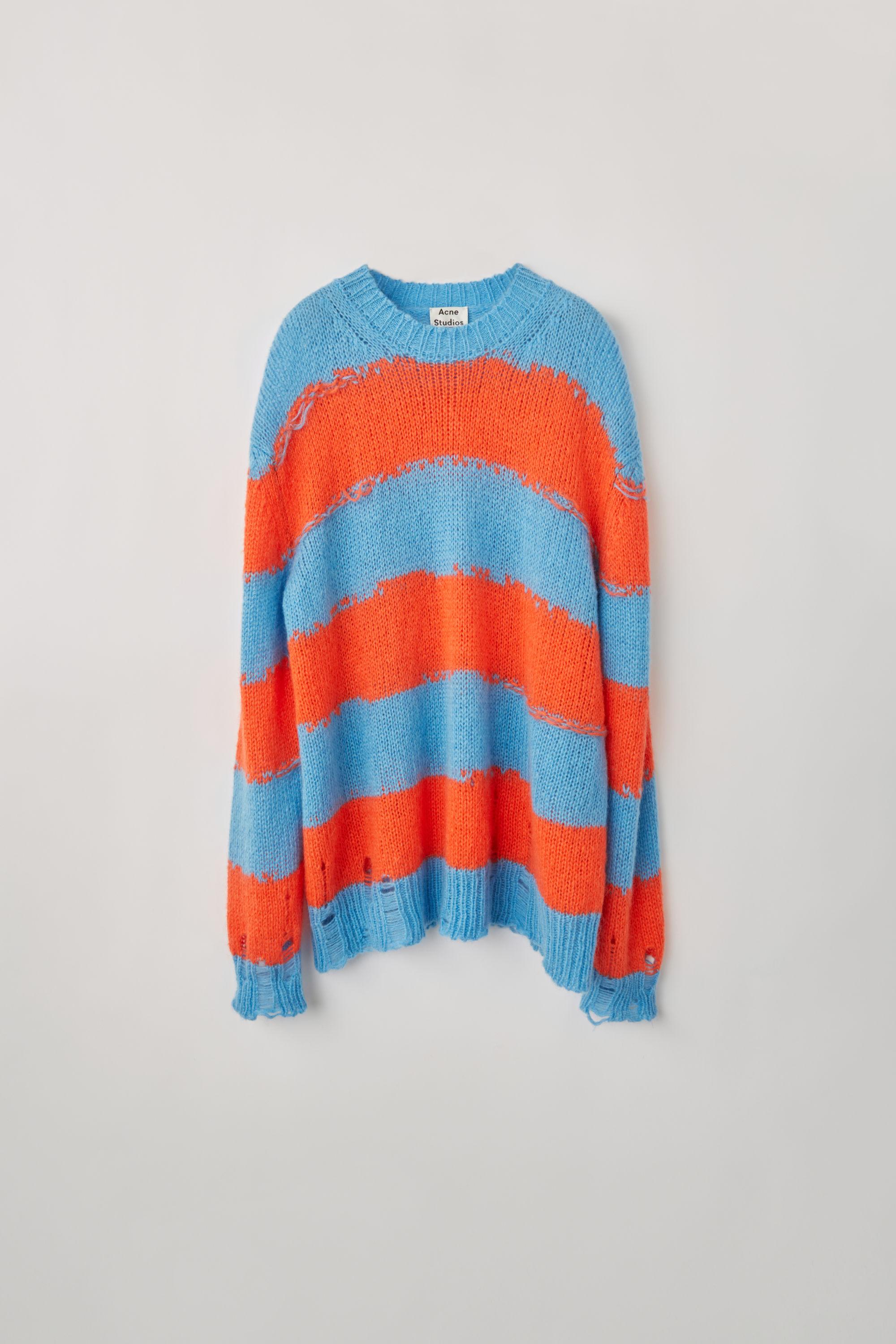 Acne Studios Synthetic Fn-wn-knit000151 Blue/coral Distressed Striped  Sweater - Lyst