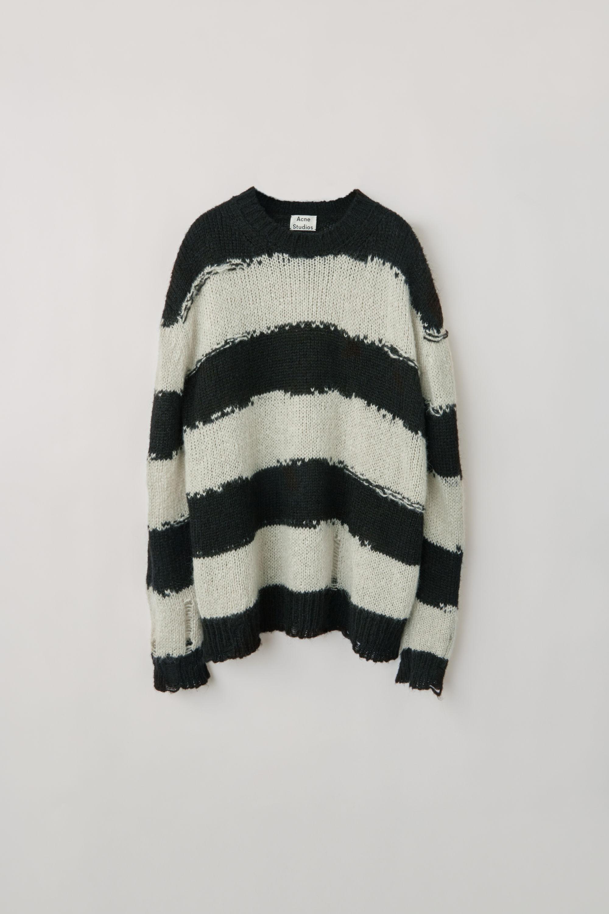 Acne Studios Synthetic Fn-wn-knit000151 Black/grey Distressed Striped  Sweater - Lyst