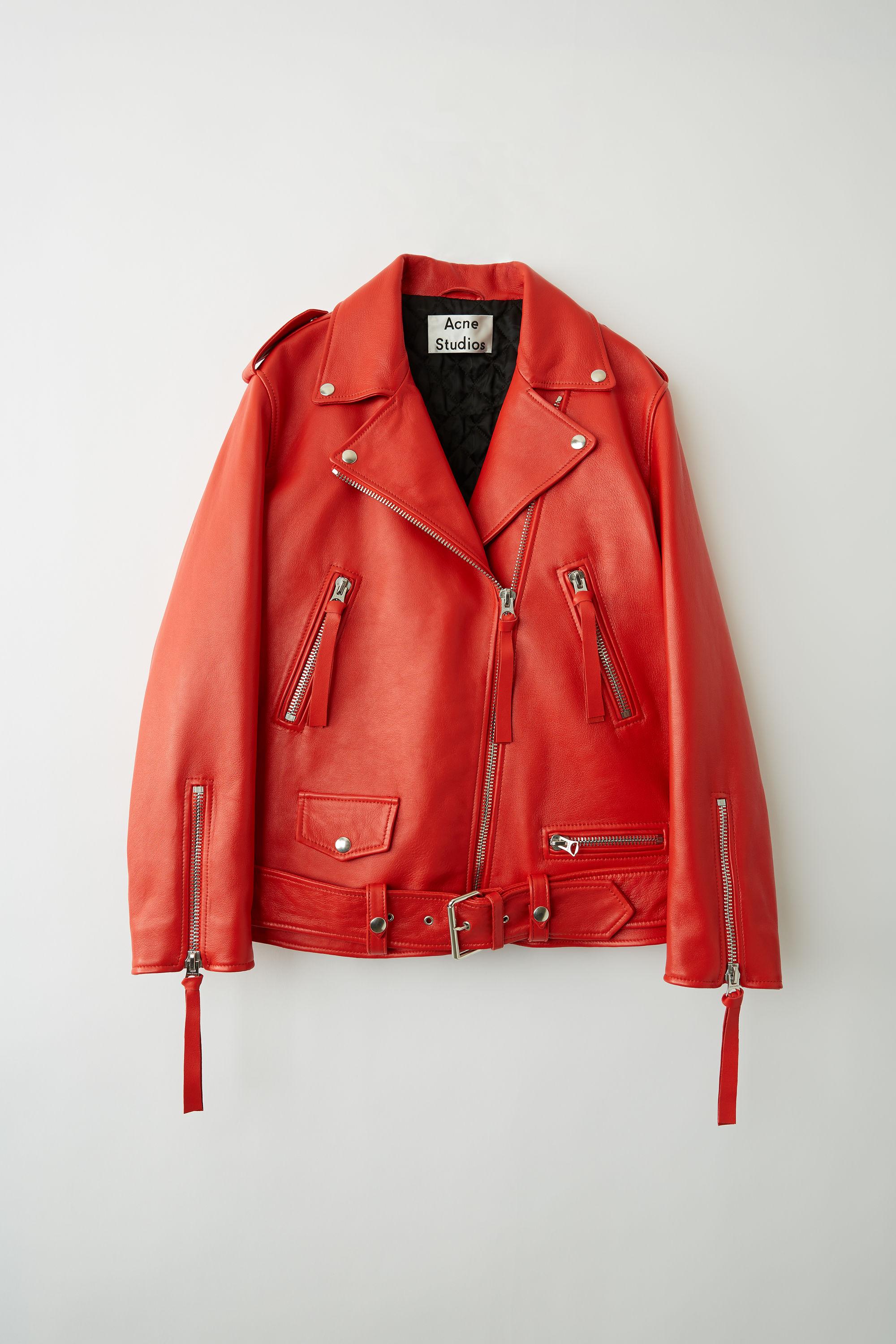 Acne Studios New Myrtle Coral Red Oversized Leather Jacket - Lyst