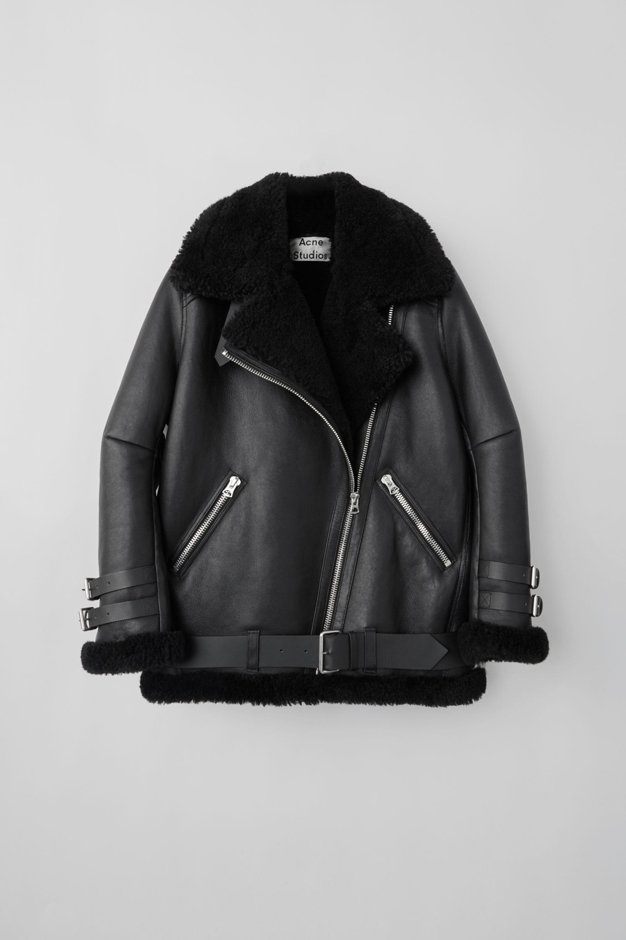 Acne Studios Leather Velocite Black / Black Shearling Aviator Jacket - Lyst