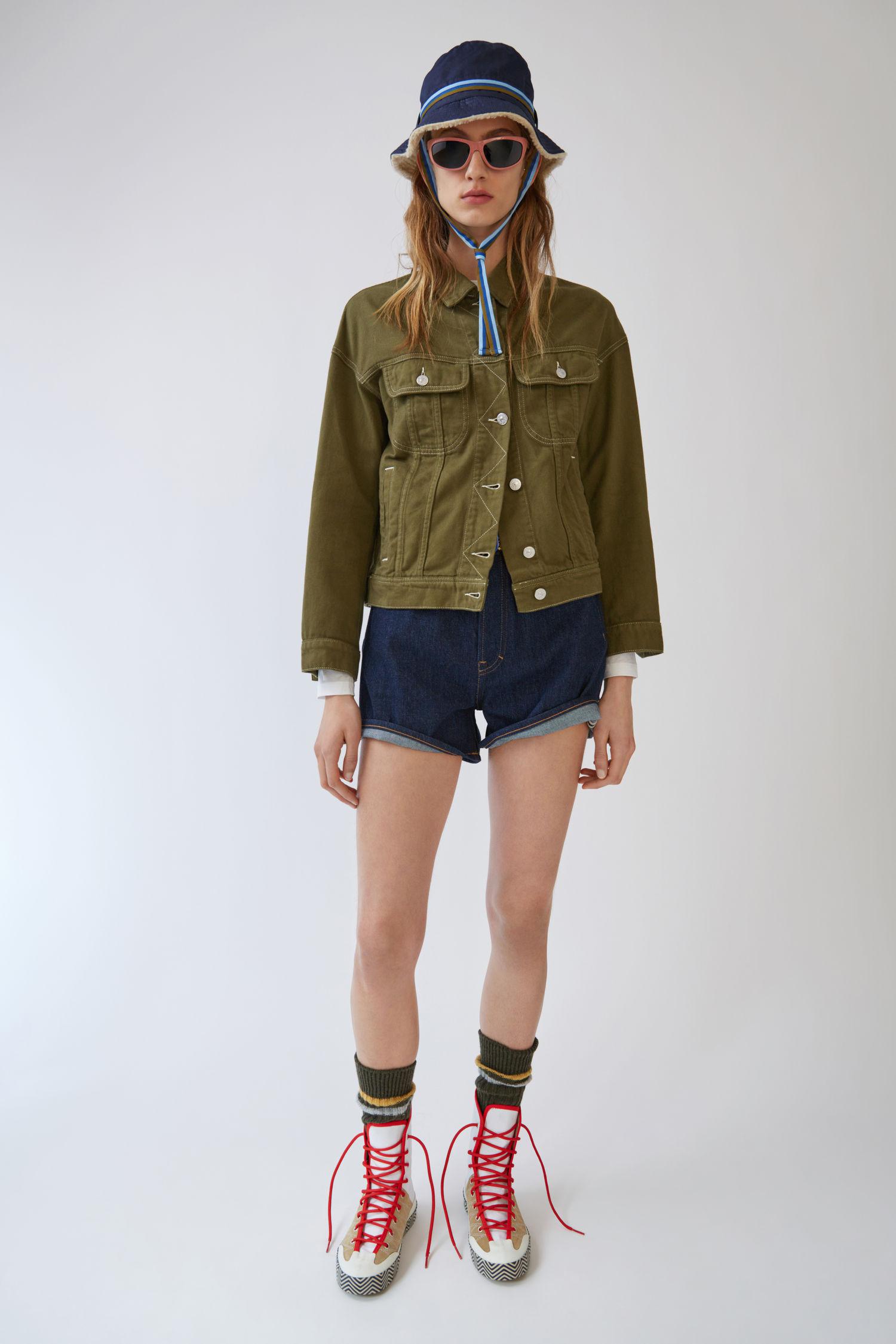 oversized green denim jacket
