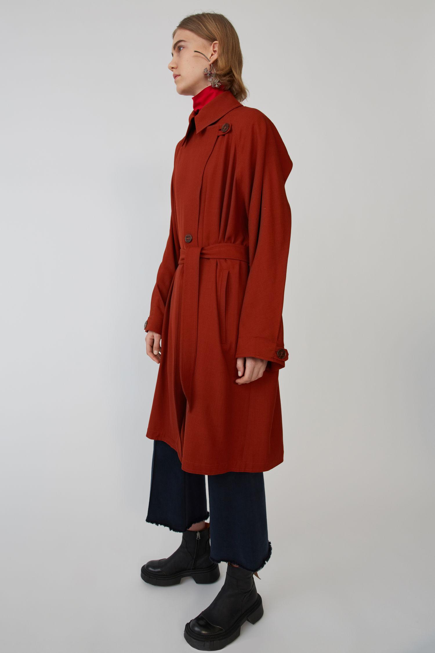Synthetic Twill Trench Coat Rust Orange, Other Stories Belted Cotton Twill Trench Coat