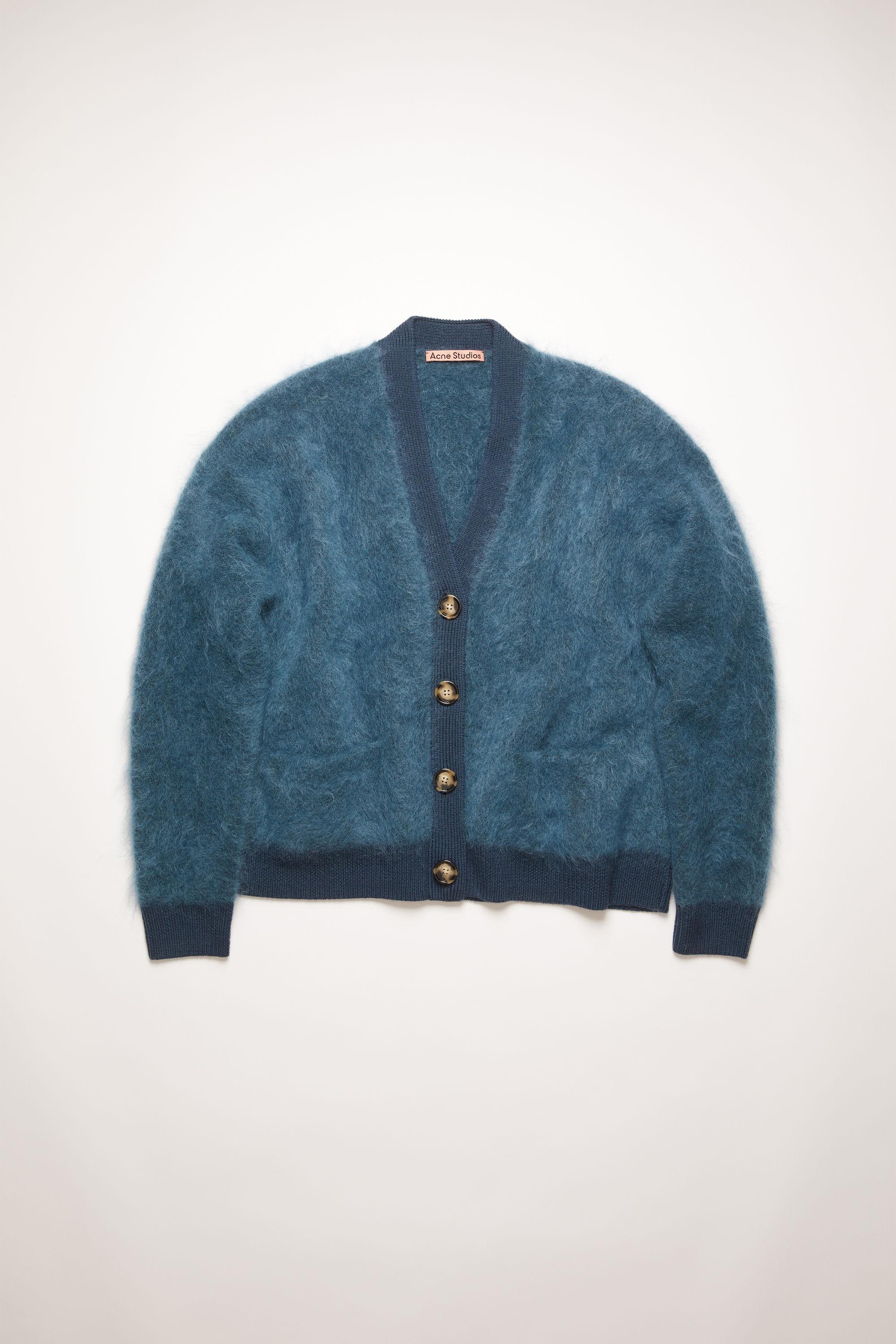 Acne Studios Wool Fn-wn-knit000297 Teal Blue Mohair-blend Cardigan - Lyst
