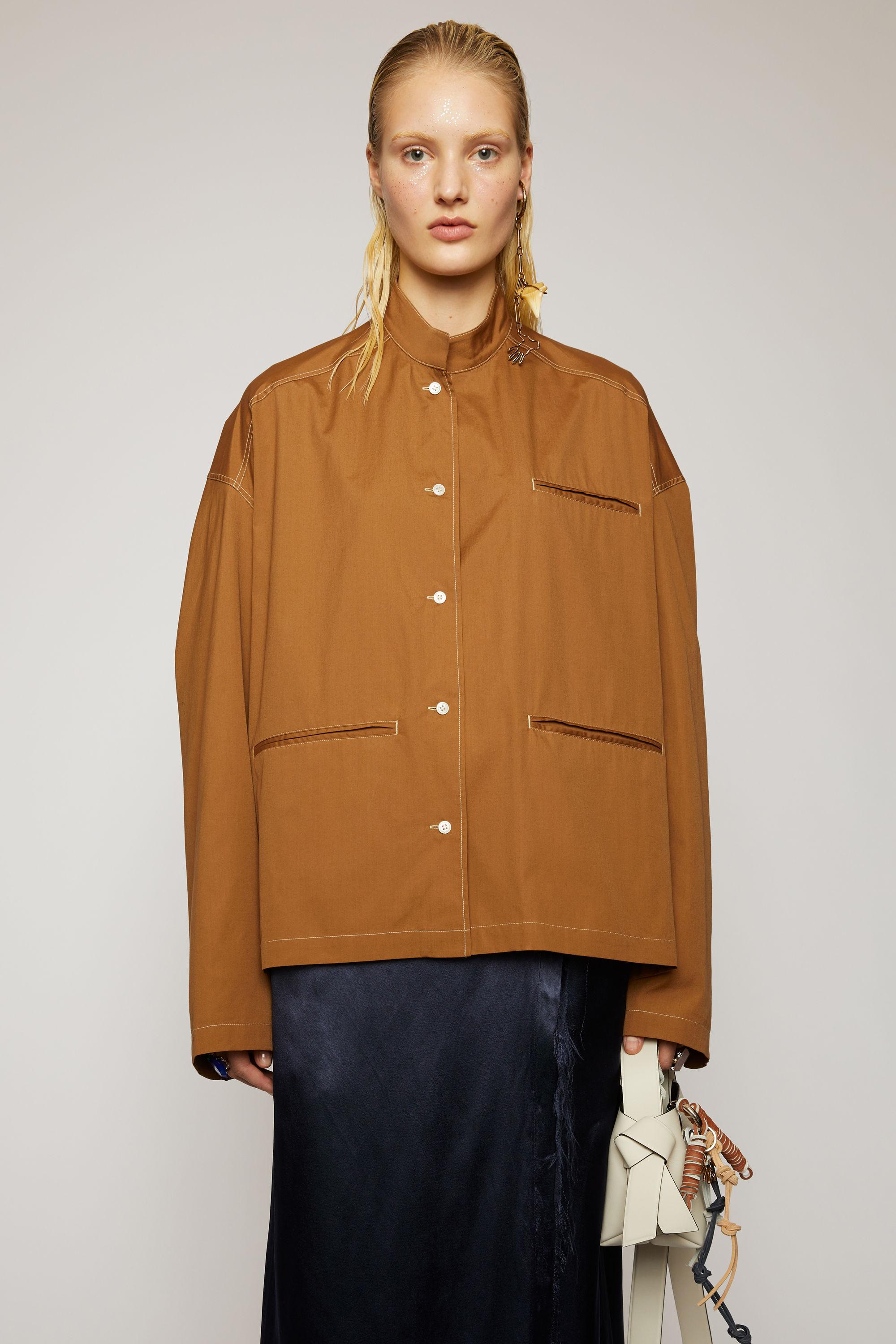 mandarin collar overshirt