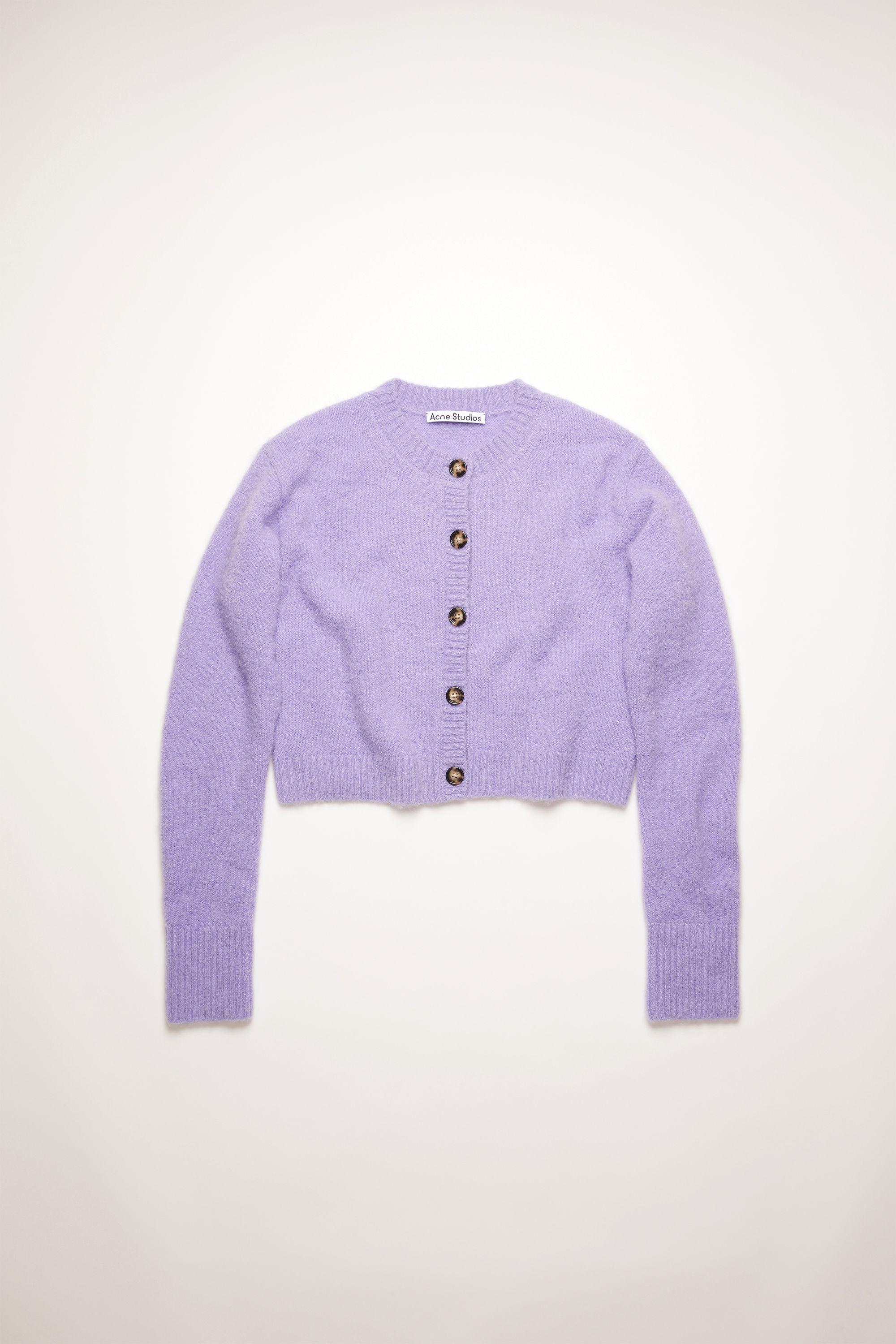 purple cropped cardigan