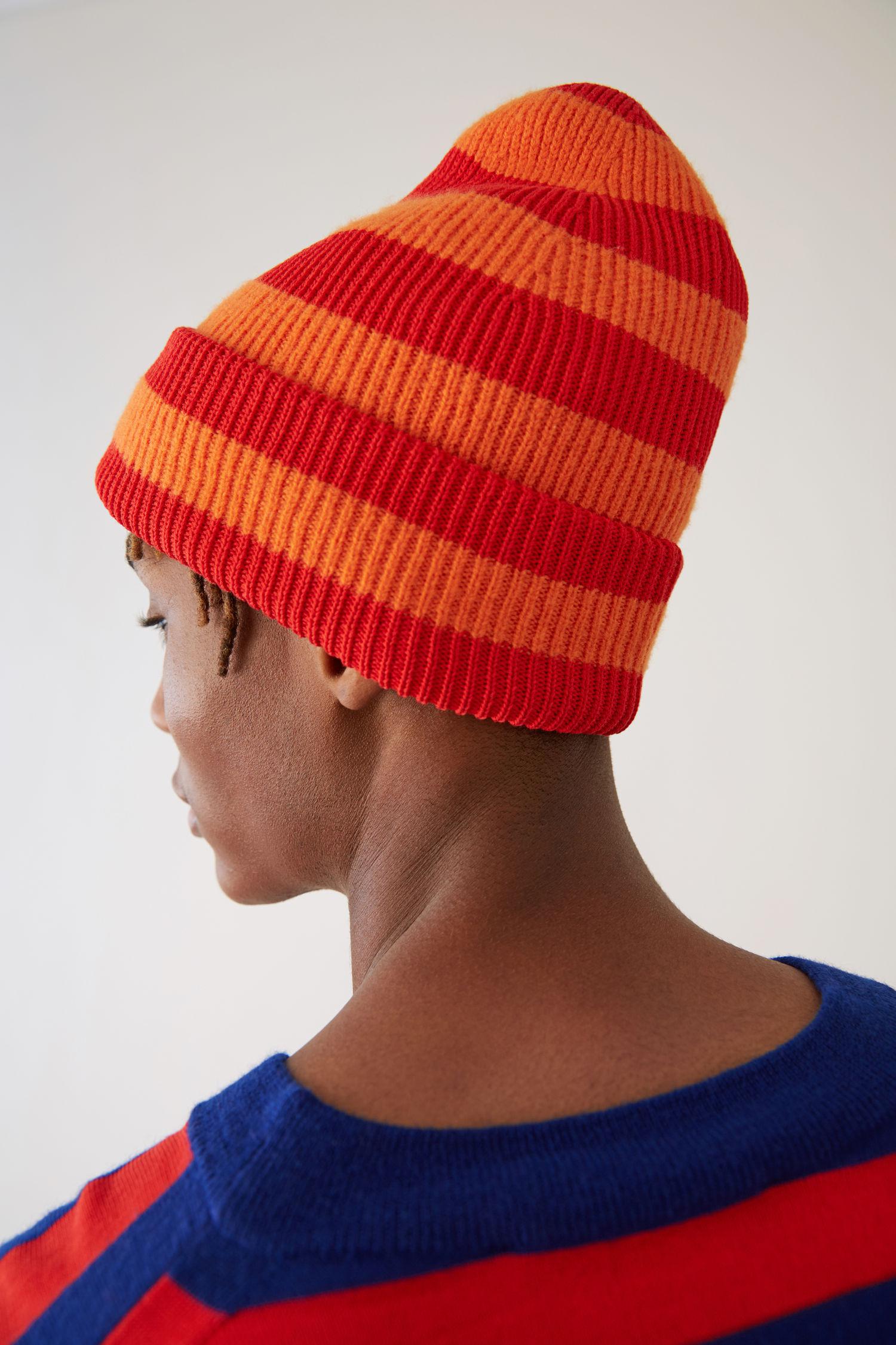 Cotton Striped Beanie geranium Orange 