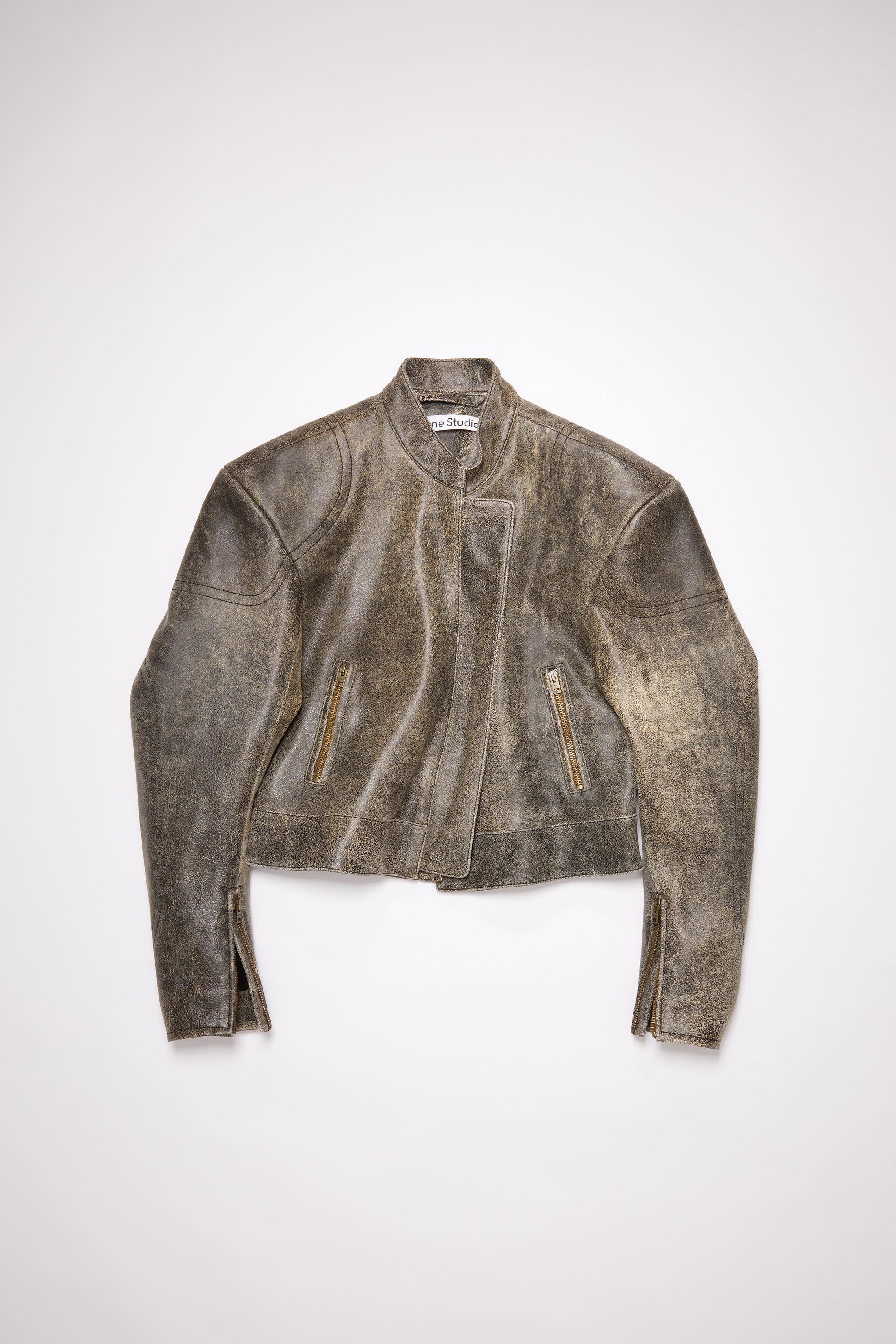 acne studios cropped leather biker jacket