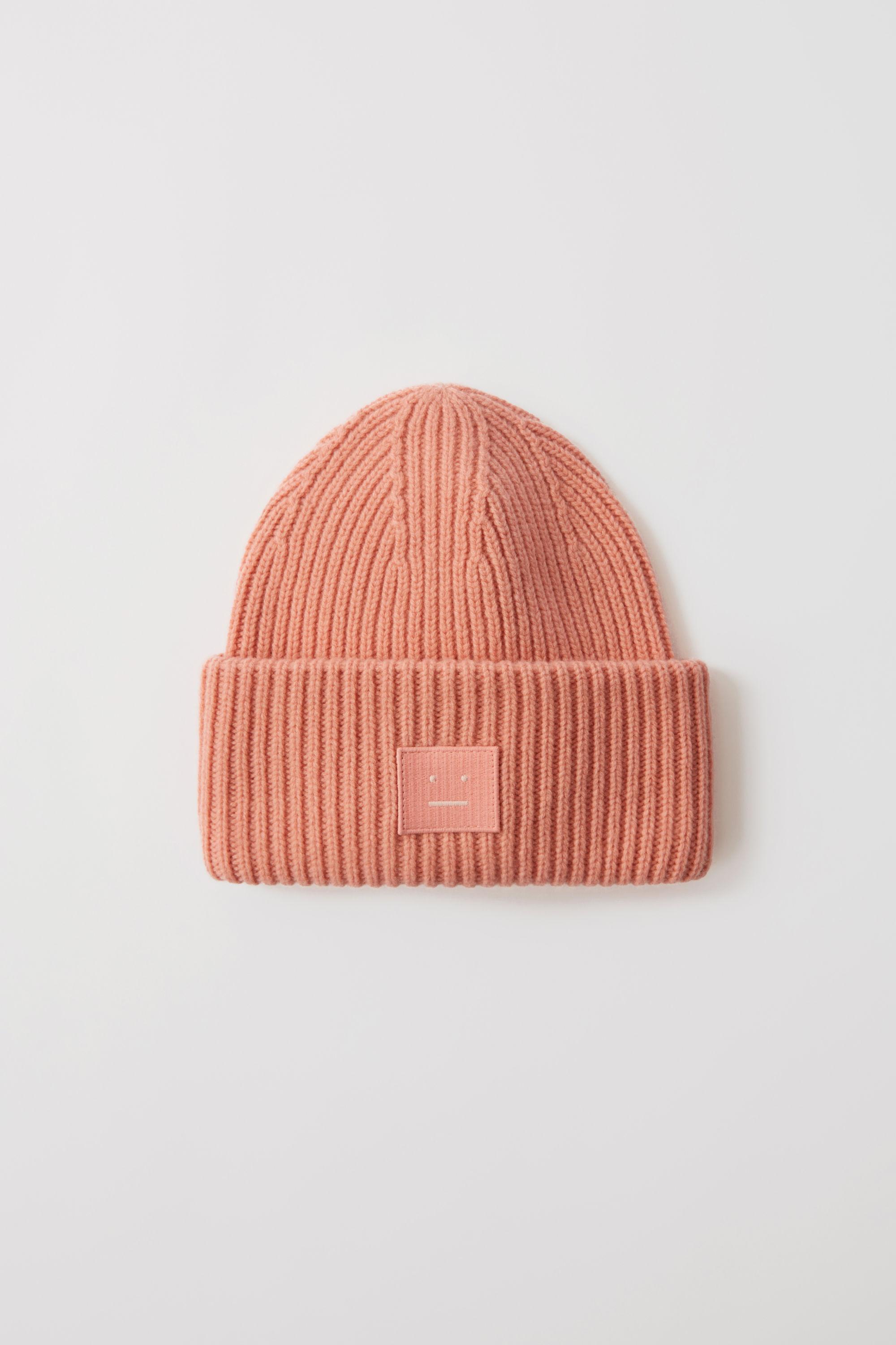 Acne Studios Wool Pansy N Face Pale Pink Face-patch Beanie - Lyst