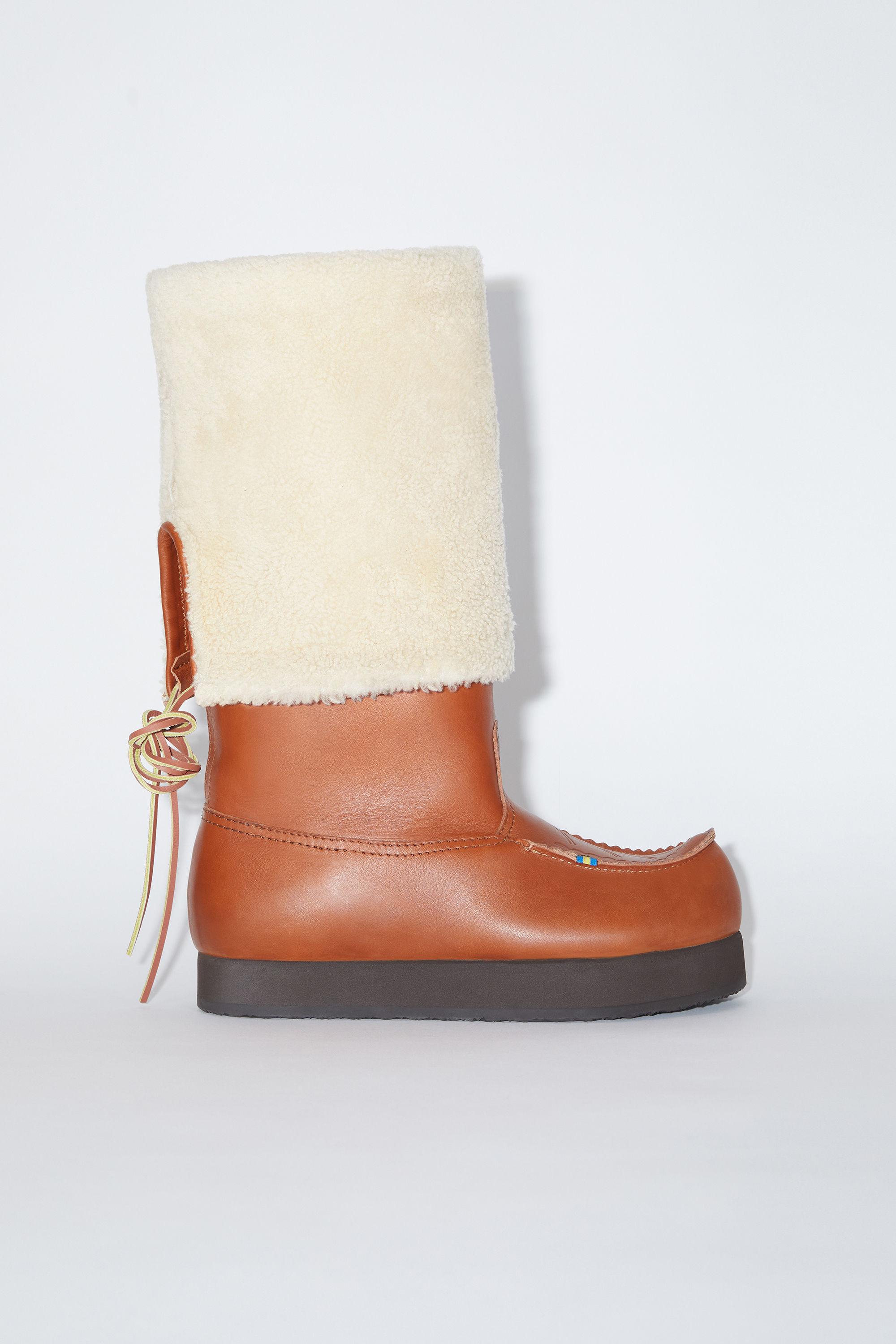Acne Studios Leather Boots Reversible Shearling in White Lyst