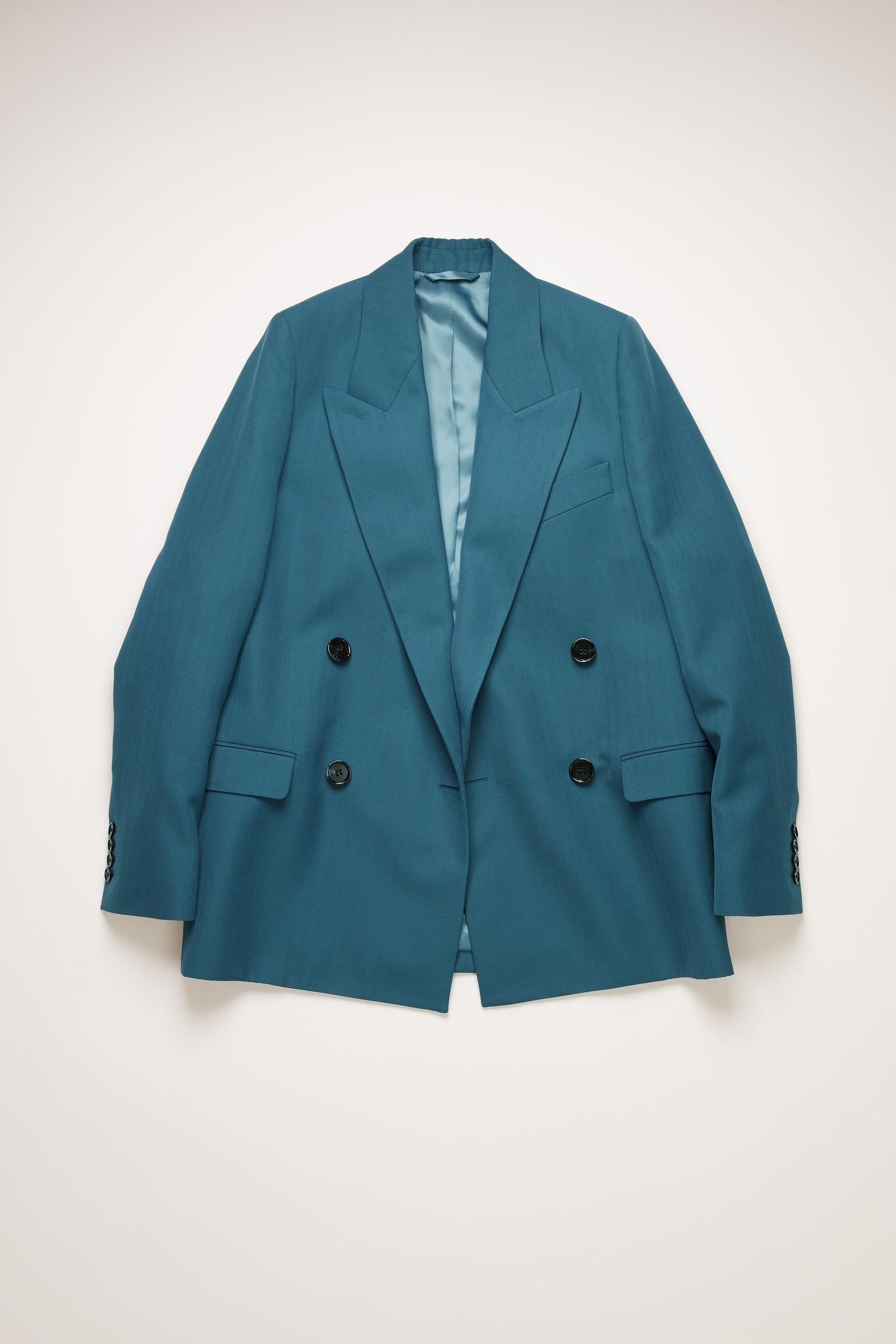 Acne Studios Wool Fn-wn-suit000175 Teal Blue Double-breasted Suit Jacket |  Lyst