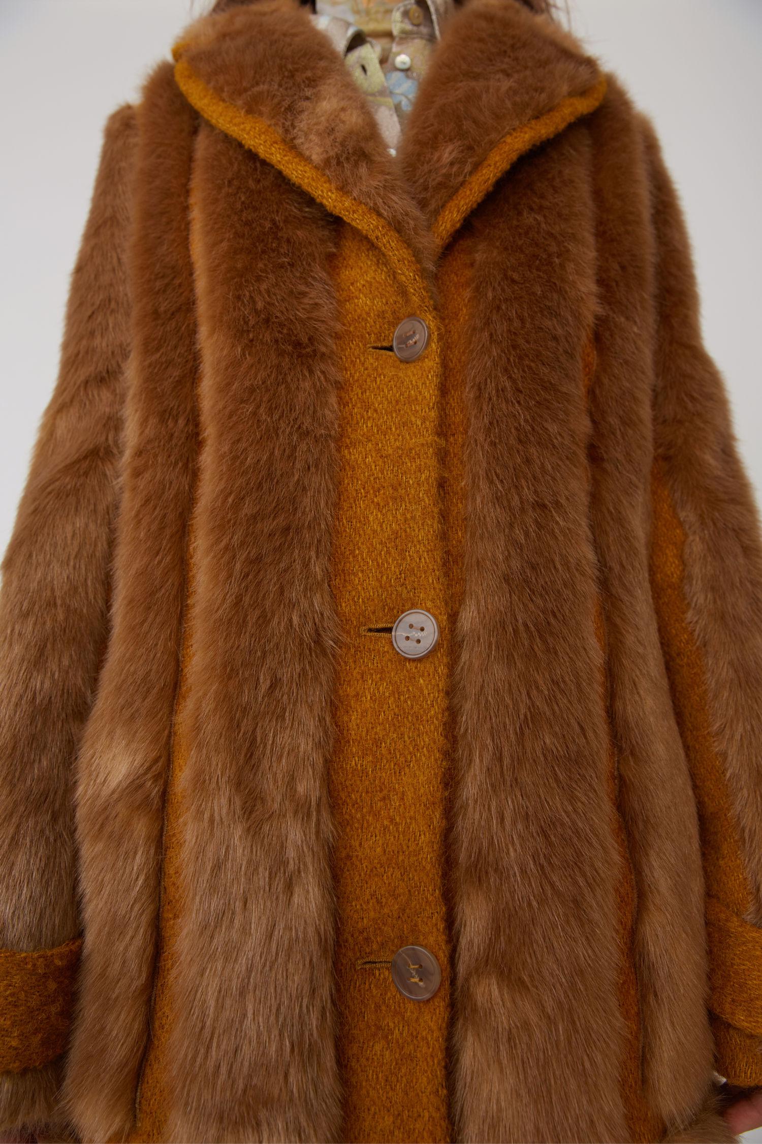 Acne Studios Faux Fur Coat saffron Orange in Brown - Lyst