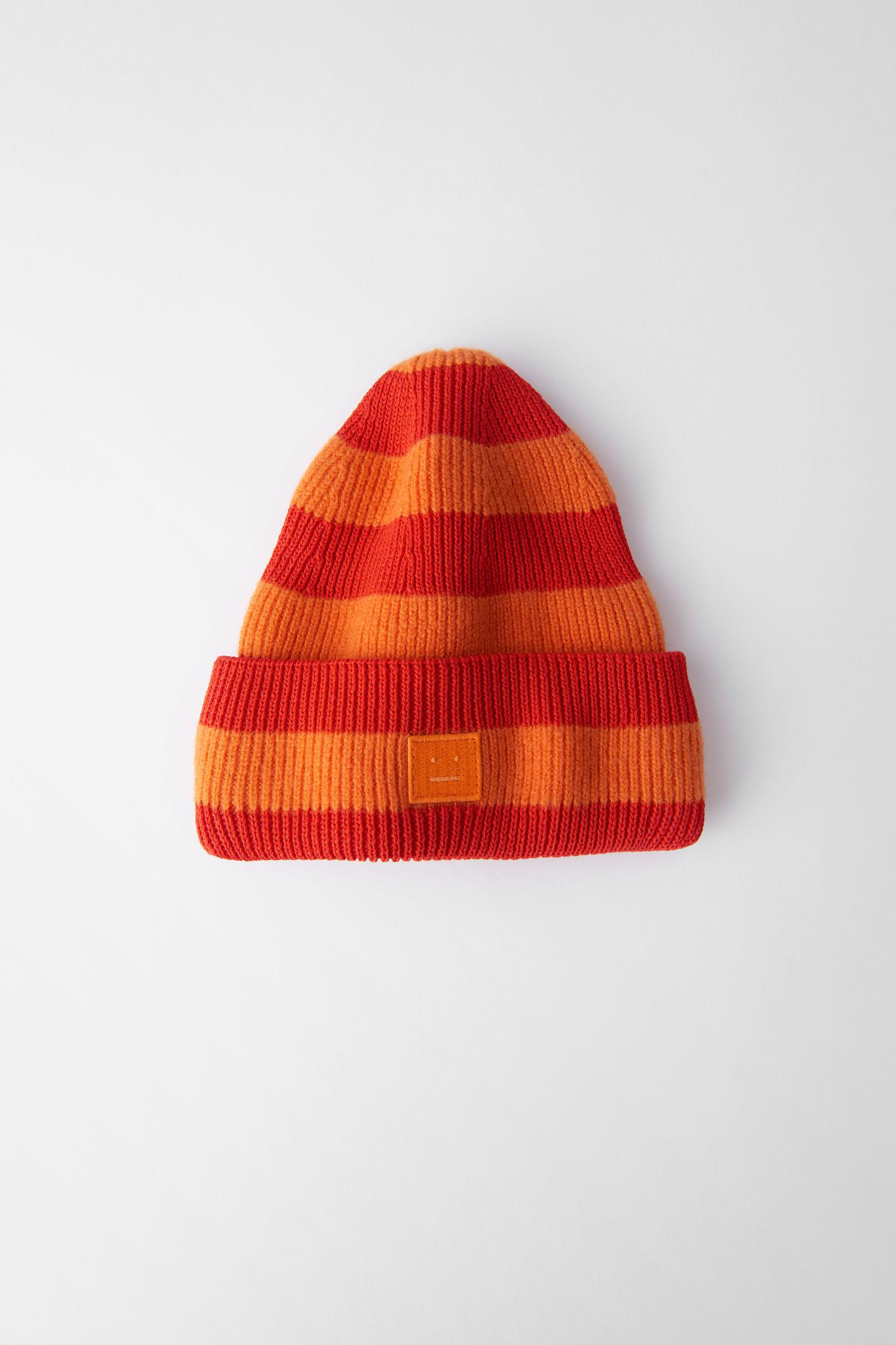 Cotton Striped Beanie geranium Orange 