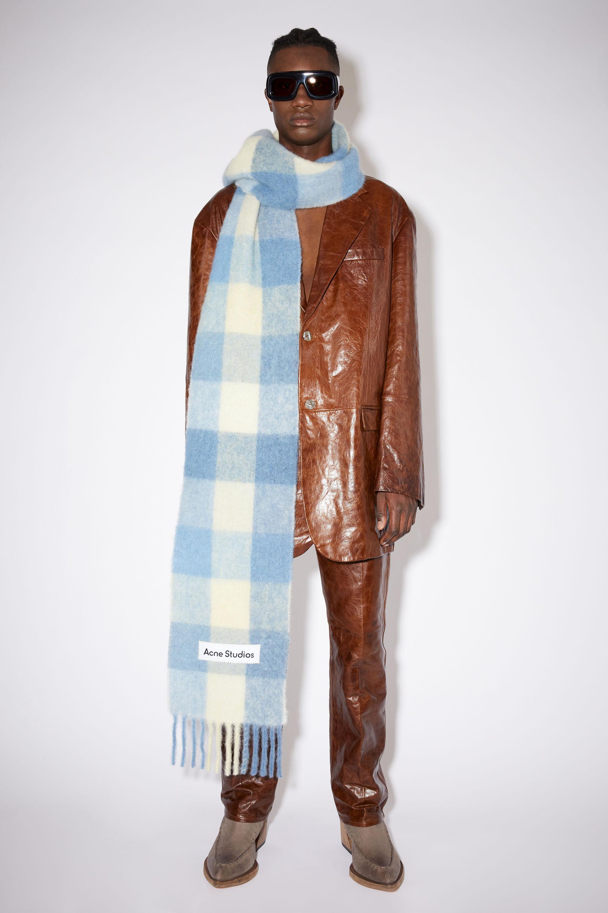 Acne Studios Large Check Scarf in Blue | Lyst