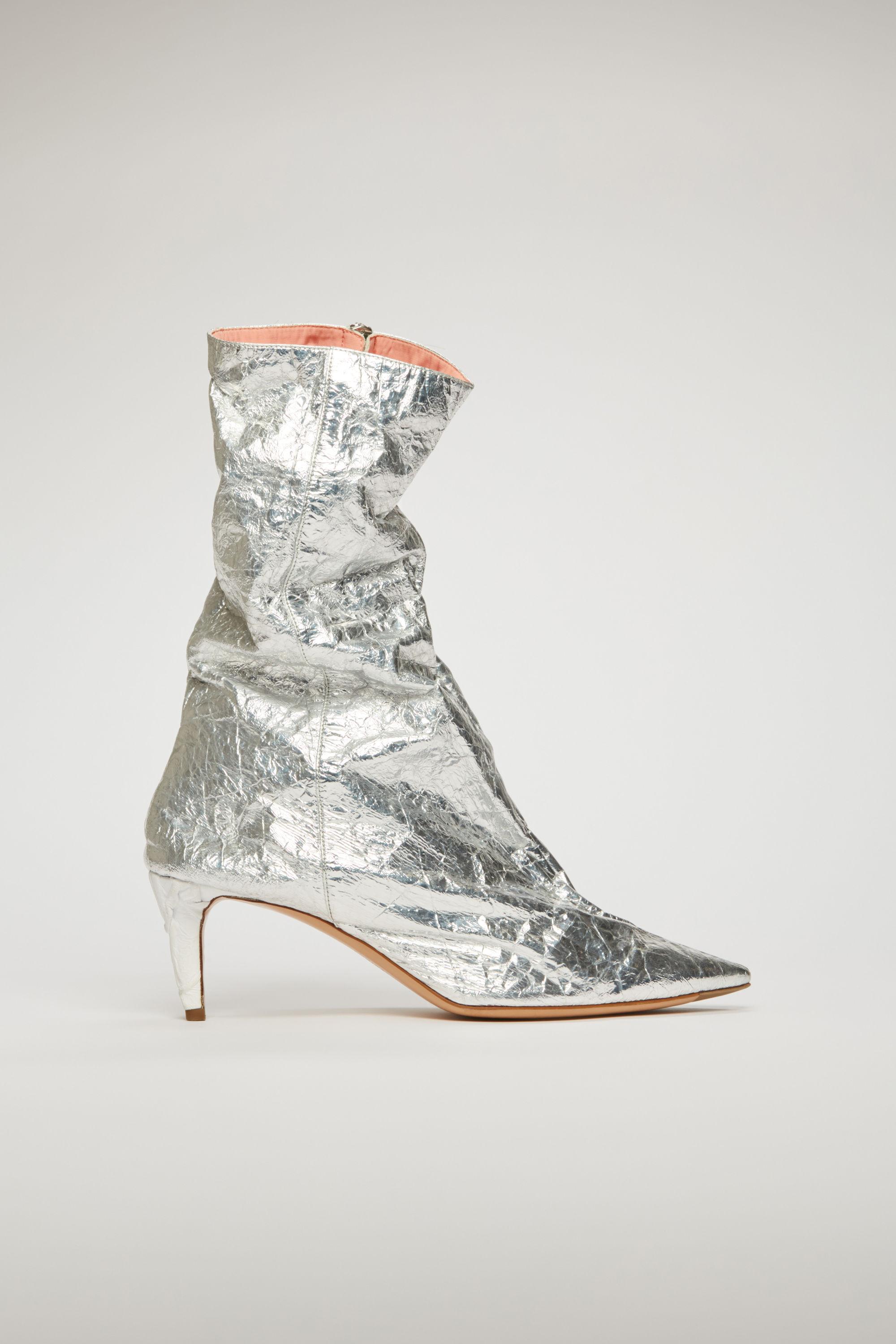 silver boot shoes