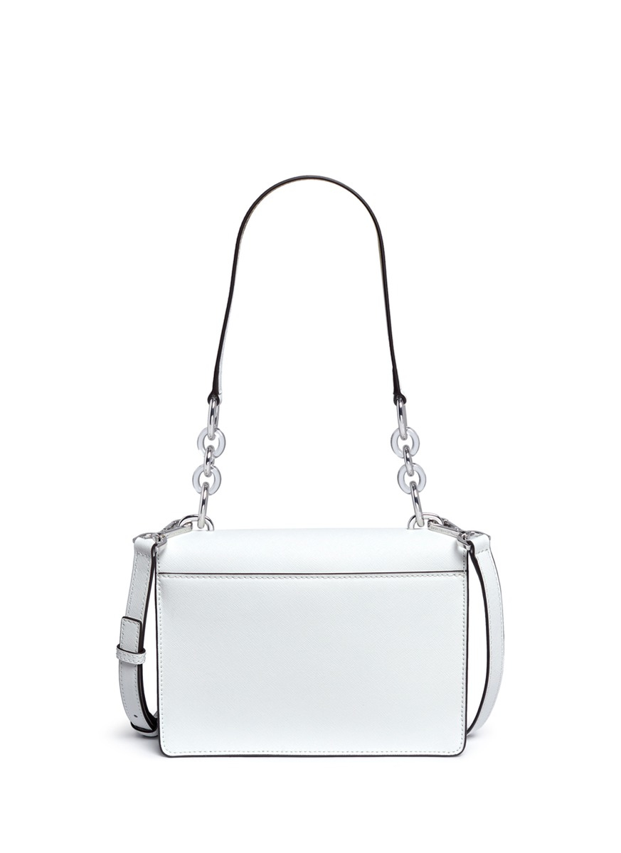 Michael Kors &#39;cynthia&#39; Small Leather Shoulder Bag in White - Lyst