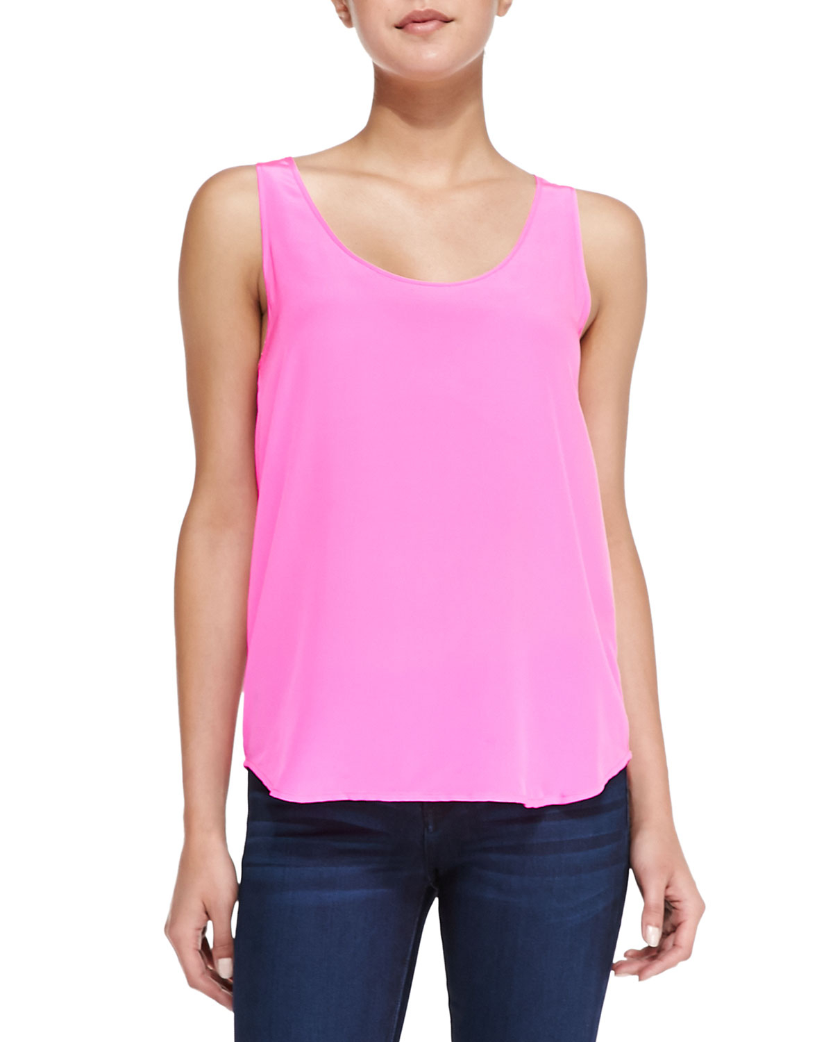 Cusp Sunkissed Silk Tank Top in Pink | Lyst