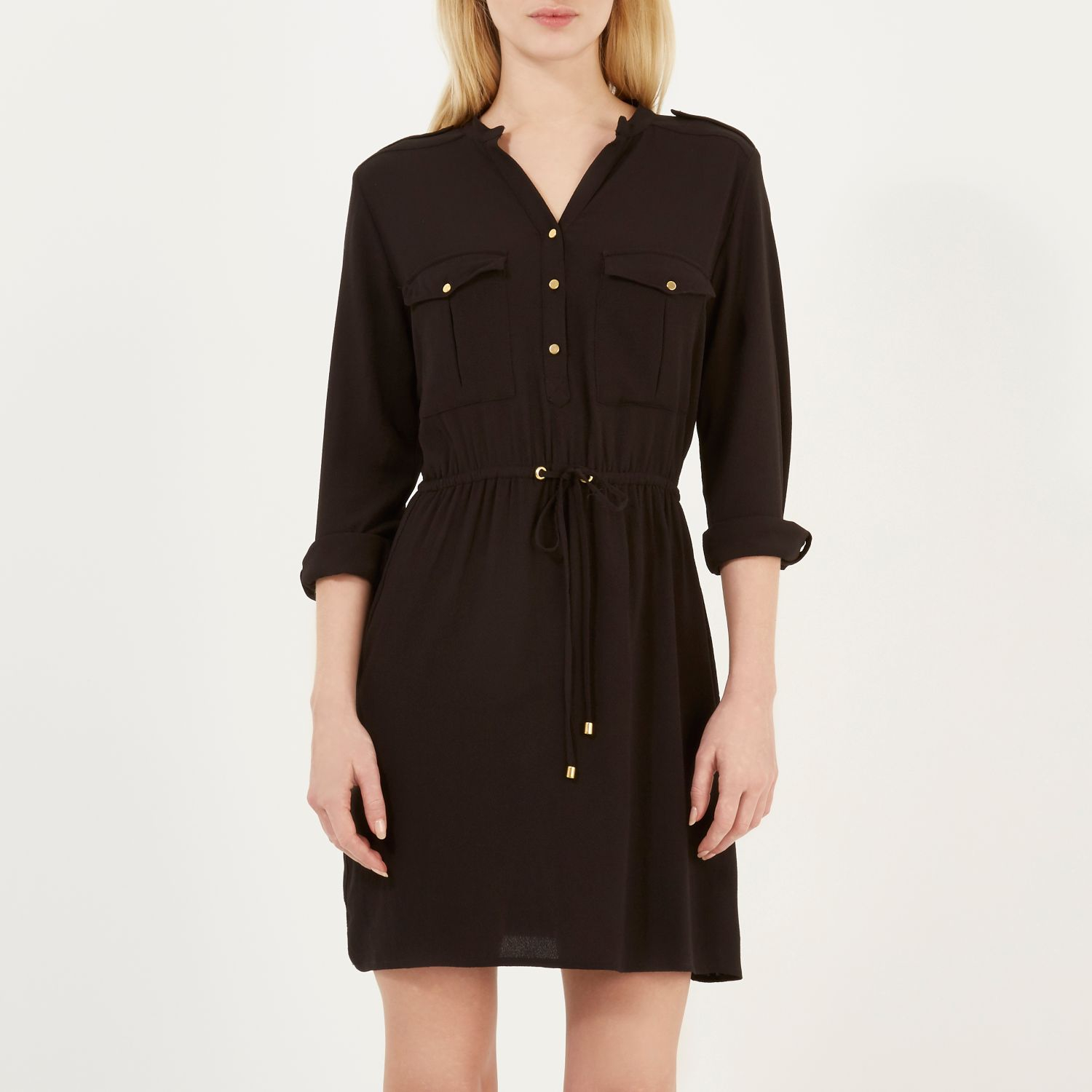 river island black shirt dress