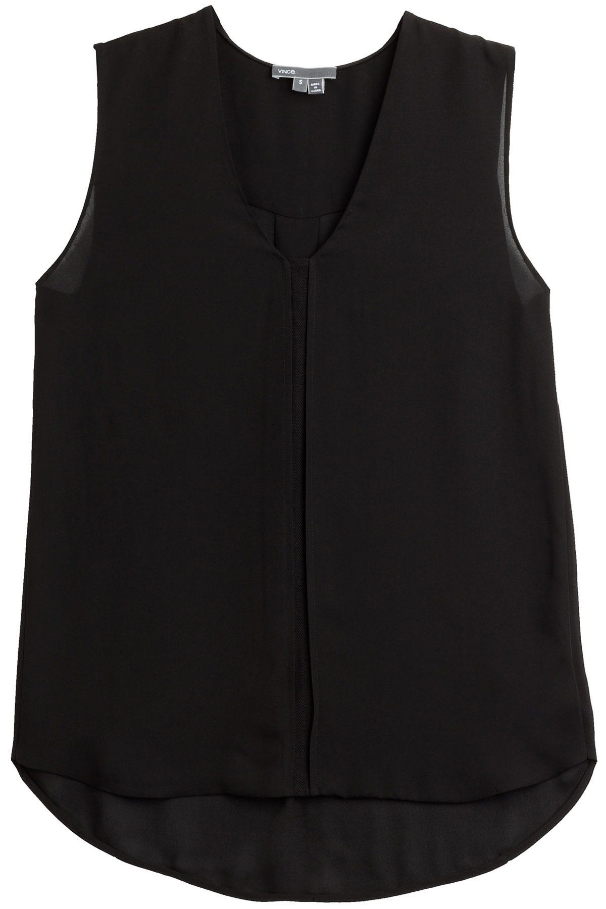 Black silk tank Vince is a contemporary clothing line founded in on the principles of iconic design and superior quality. In addition to signature cashmere sweaters, the collection includes a complete line of denim for both men and women.