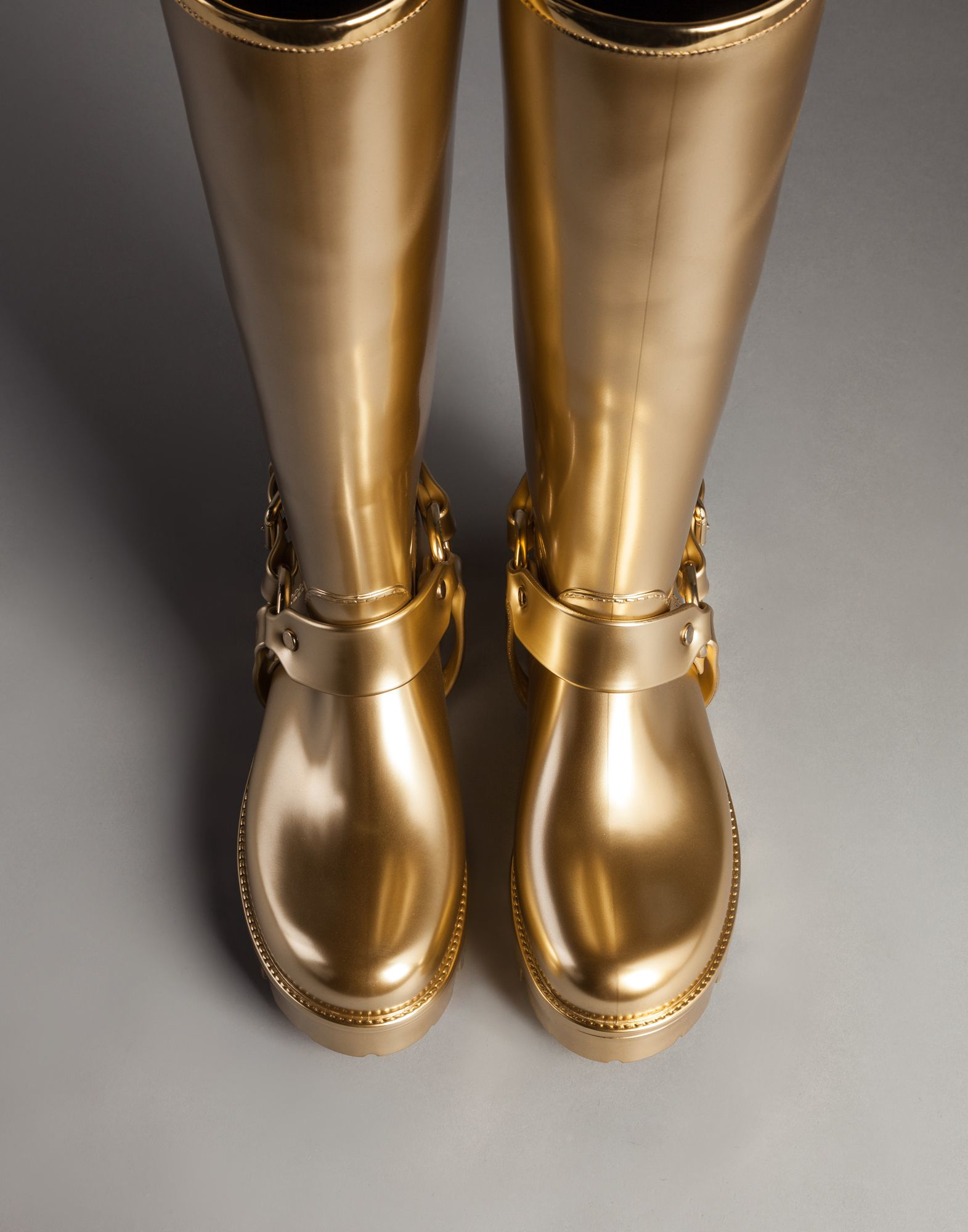 gold rain boots