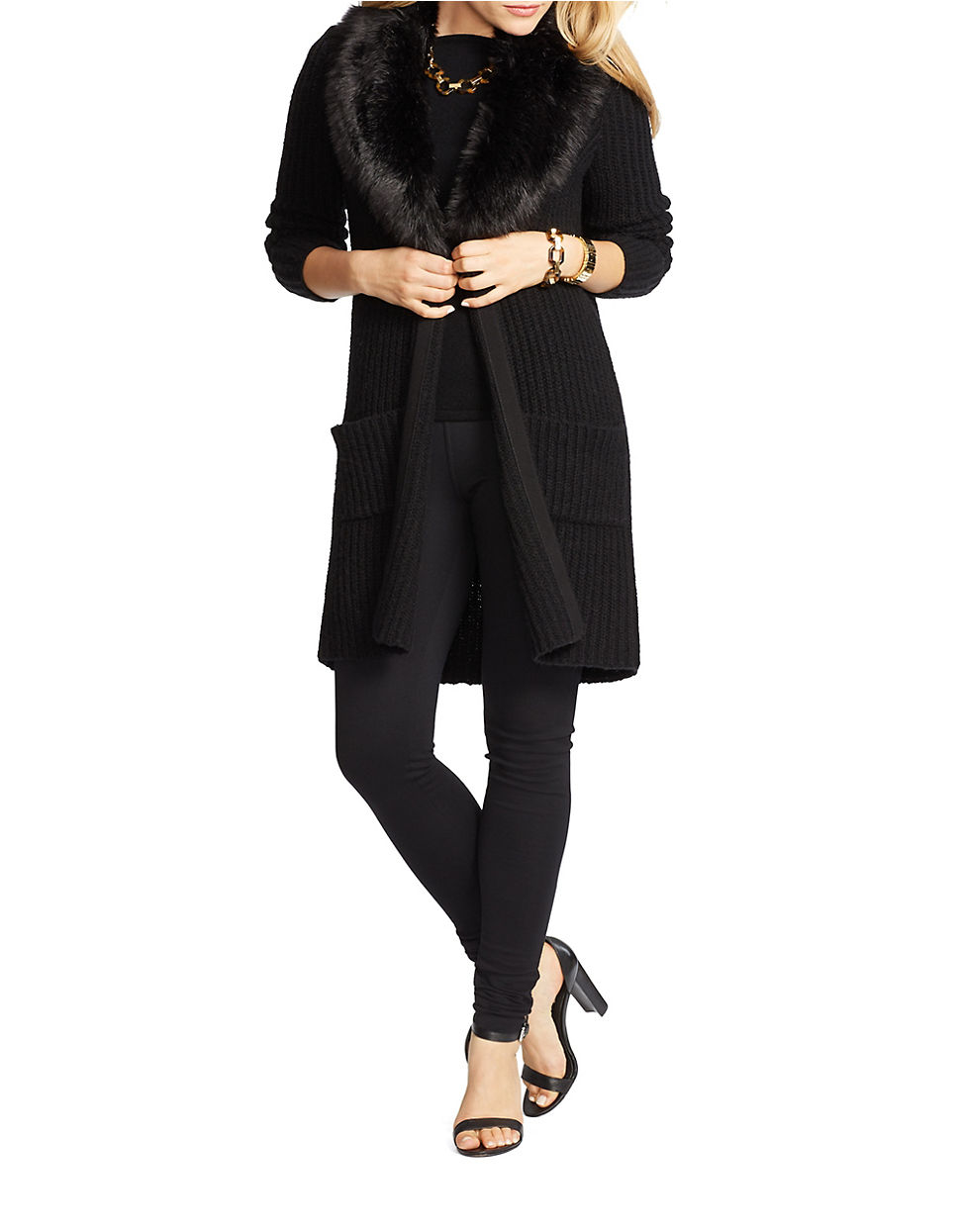 Lauren by ralph lauren Plus Faux Furtrimmed Sweater in Black Lyst