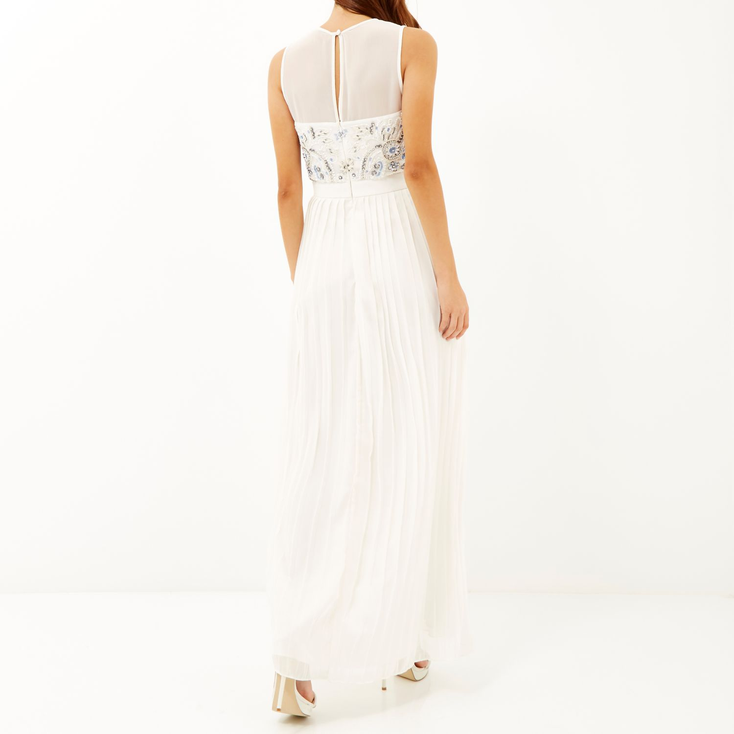 river island white and gold dress