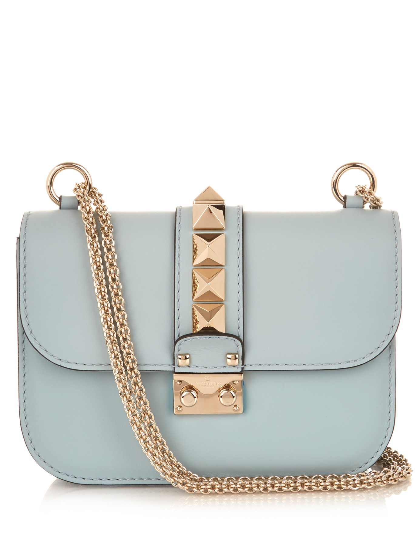 Lyst - Valentino Lock Small Leather Shoulder Bag in Blue