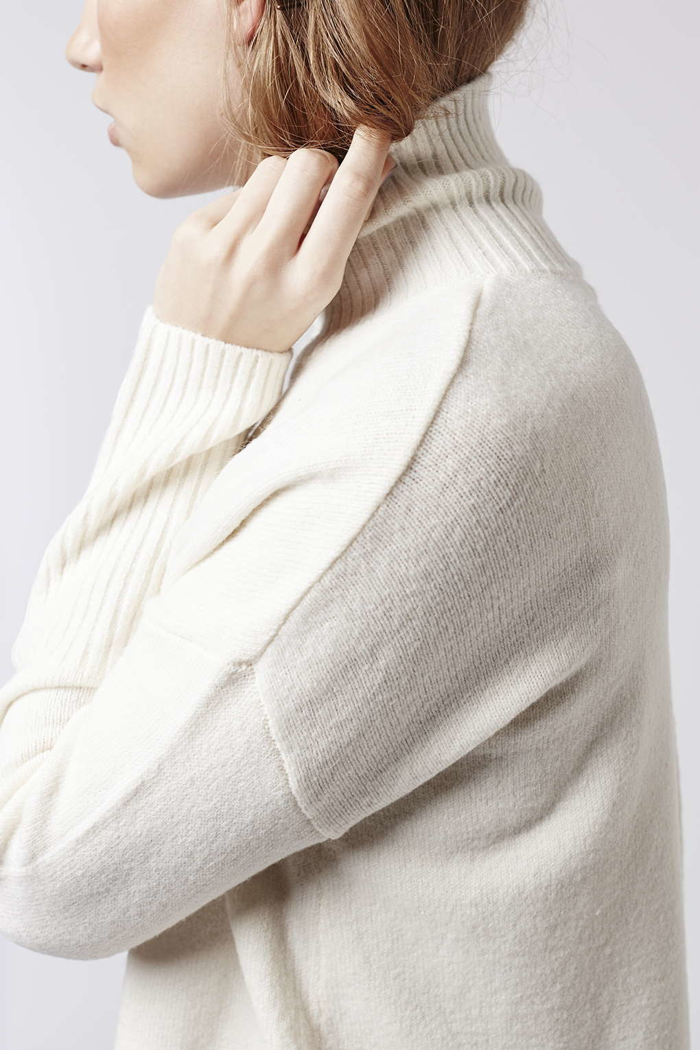 cream oversized roll neck jumper