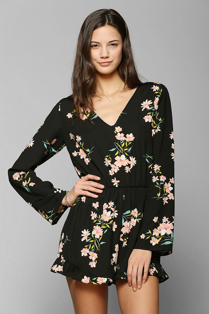 Lyst Pins And Needles Silky RuffleShort Romper