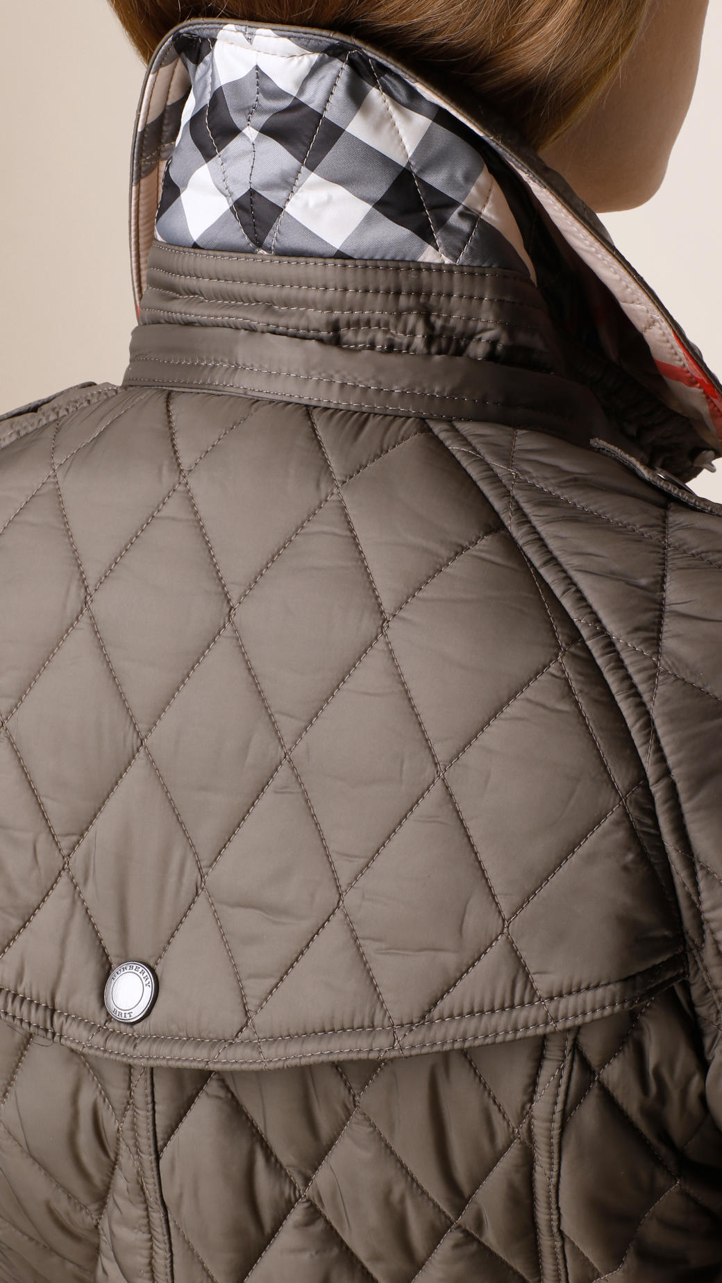 Burberry Diamond Quilted Coat in Gray Lyst