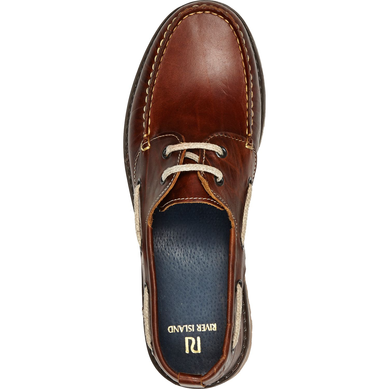 River Island Brown Leather Cleated Sole Boat Shoes for Men Lyst