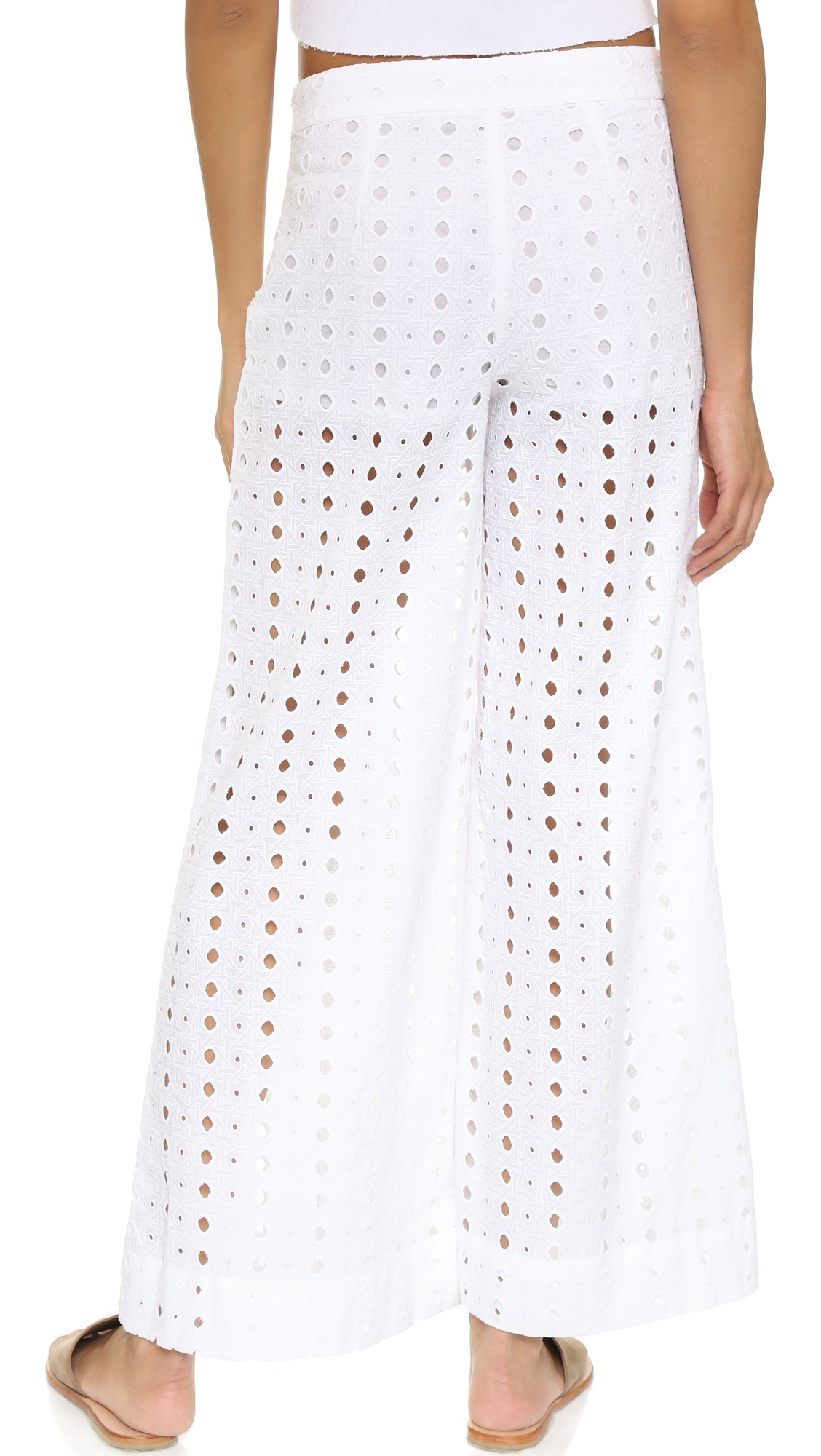 Free People Cotton Helena Eyelet Pants in White - Lyst
