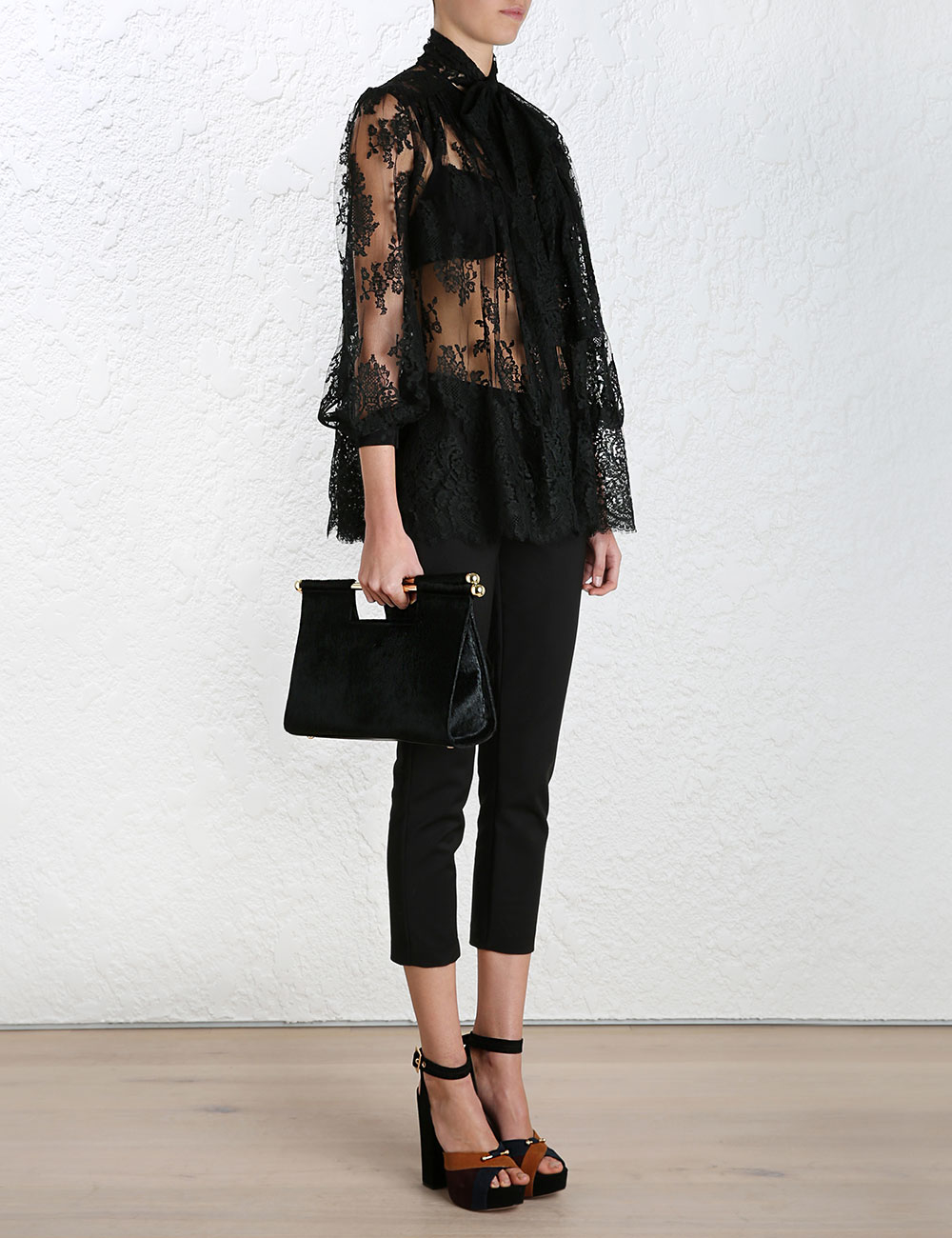 Zimmermann Rhythm Lace Bow Tie Blouse 