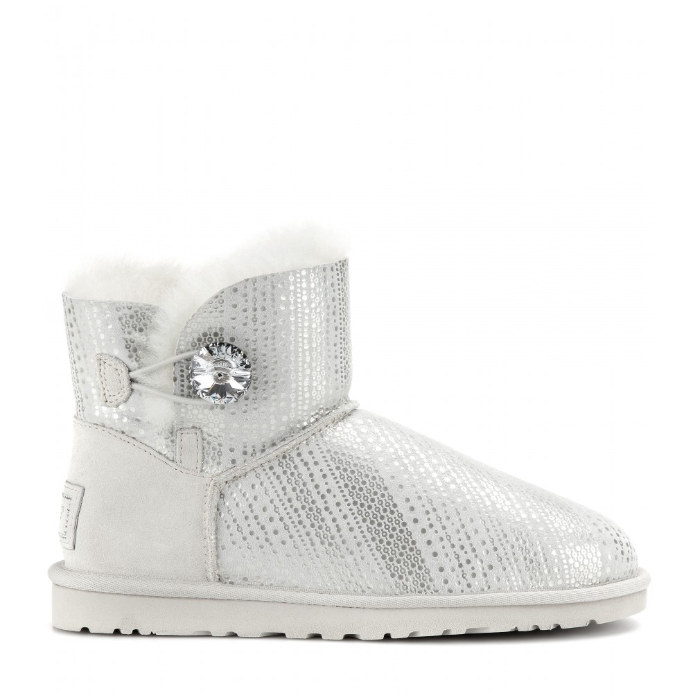 UGG Mini Bailey Button Bling Shearlinglined Boots in Metallic - Lyst