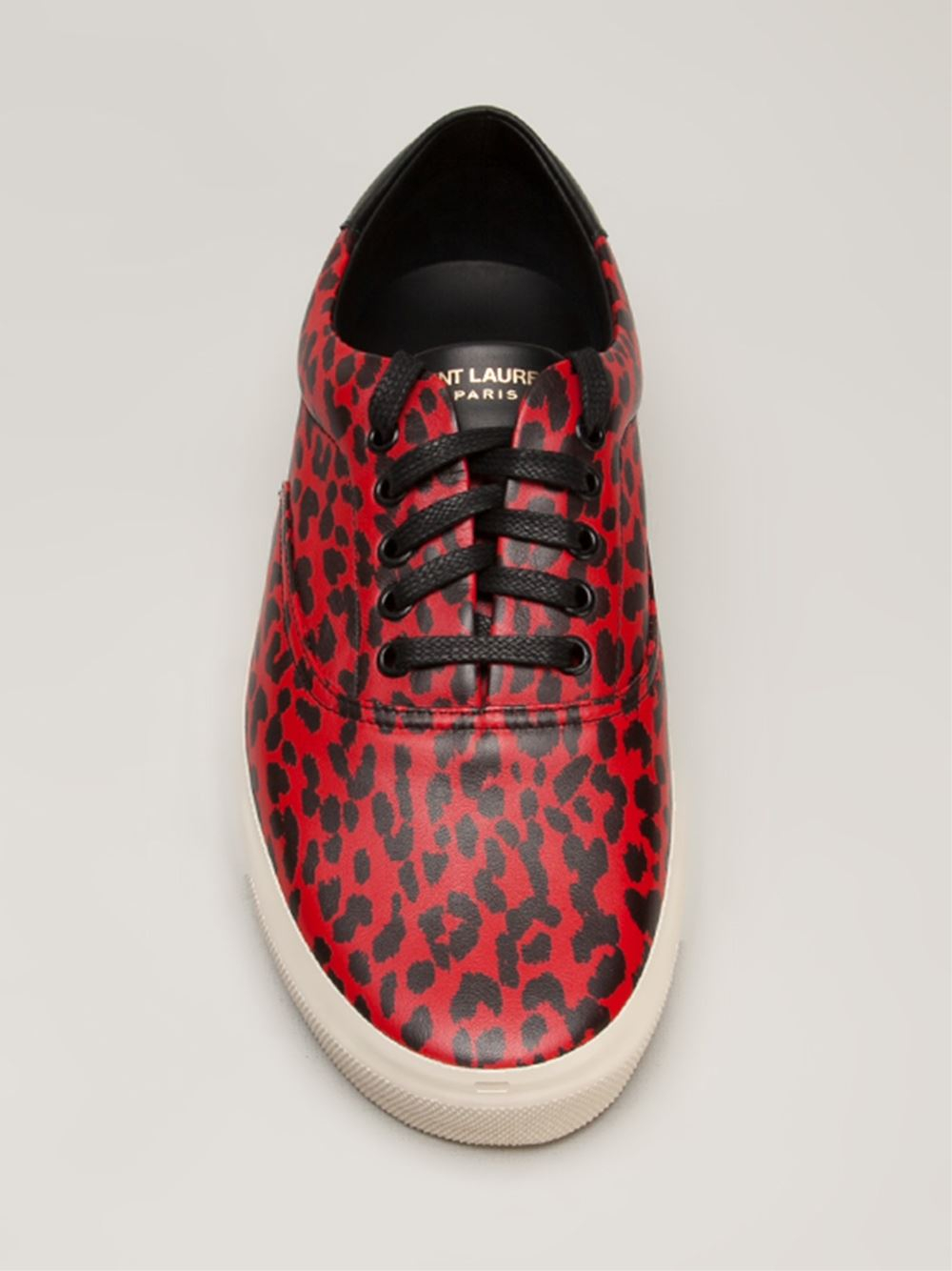 Saint Laurent Leopard Print Trainers in Red for Men | Lyst