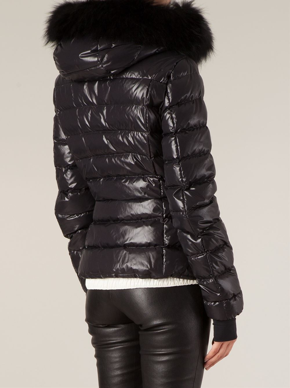 moncler black coat with fur