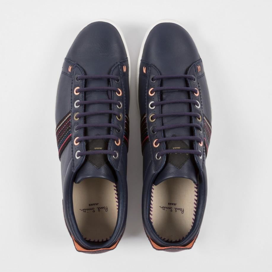 mens navy leather trainers