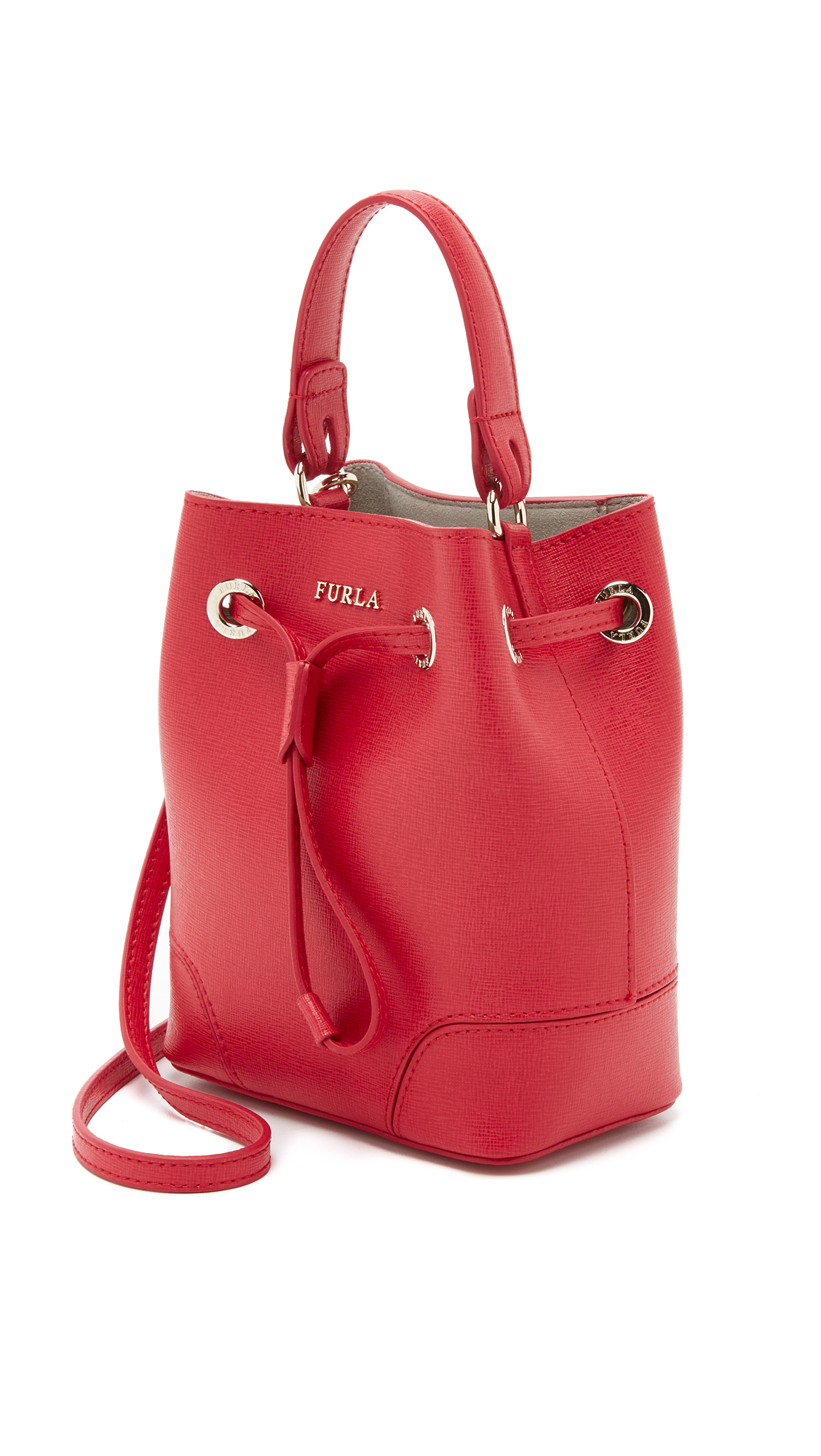 Furla Stacy Mini Drawstring Bucket Bag in Ruby (Red) - Lyst