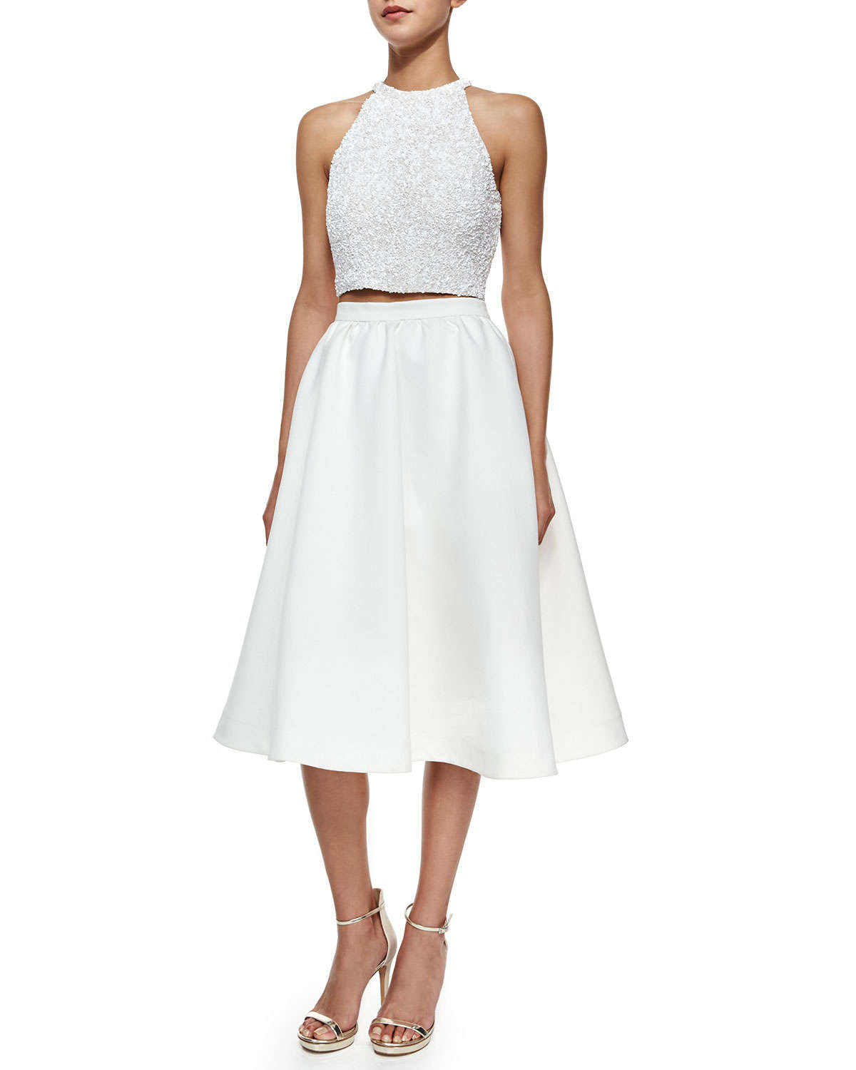 white tea length skirt