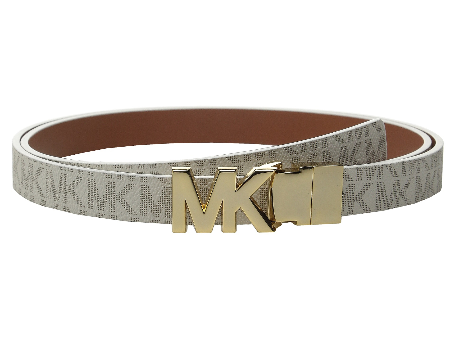 MICHAEL Michael Kors 20mm Reversible Pvc To Smooth Belt On Mk Plaque Buckle - Lyst