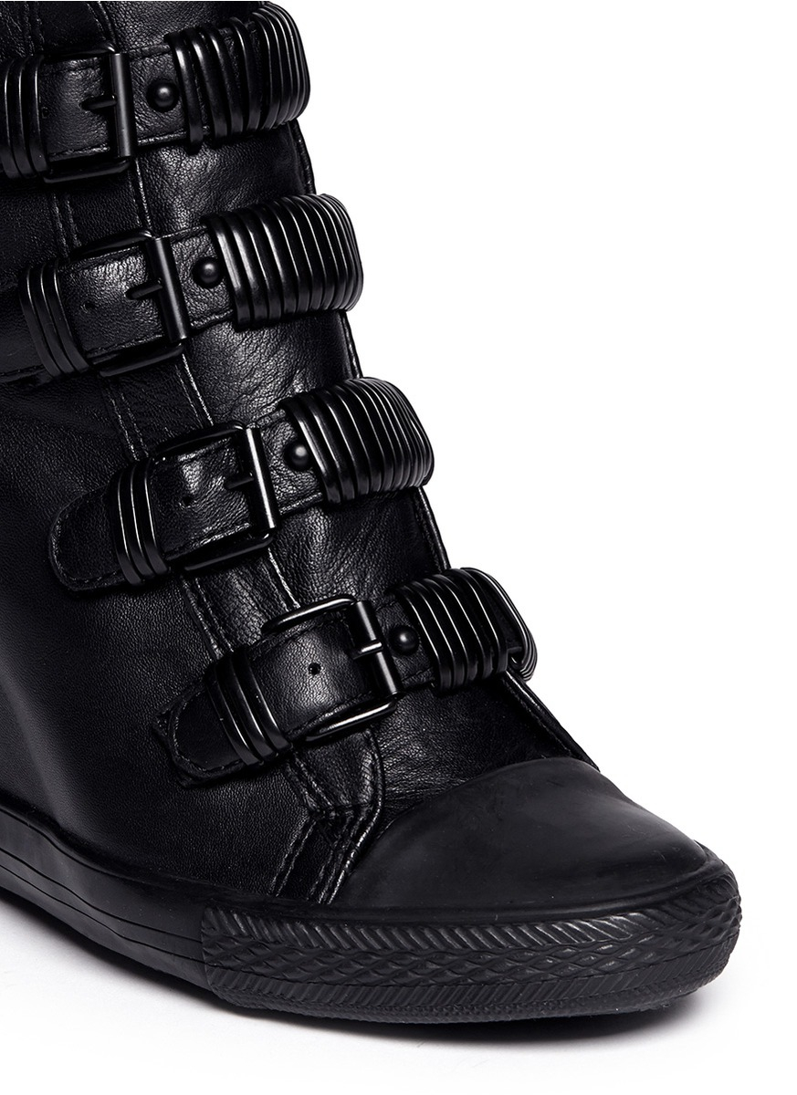 black leather wedge sneakers lyst ash ultra leather wedge sneakers in black black leather wedge sneakers lyst ash ultra leather wedge sneakers in black