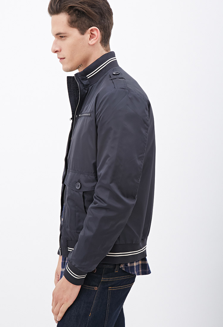 bomber jacket with striped collar