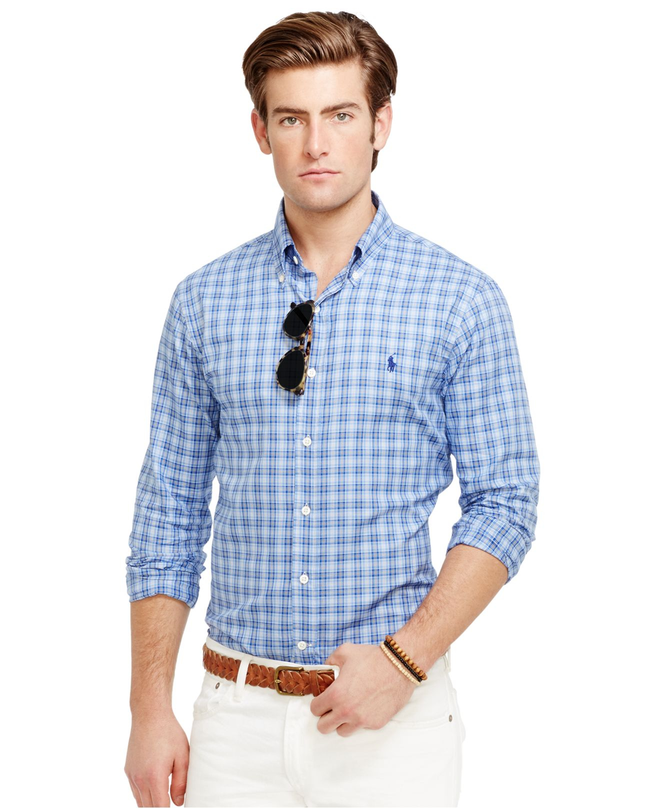Fobie Immoraliteit Kruik Polo Ralph Lauren Slim-fit Plaid Oxford Shirt in Blue for Men - Lyst