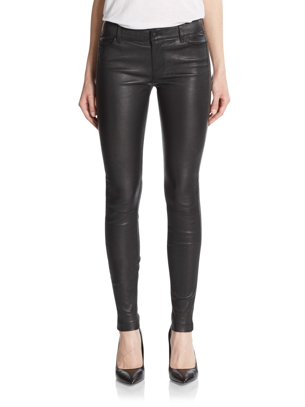 Vince 5 Pocket Leather Pants - Black | Lyst