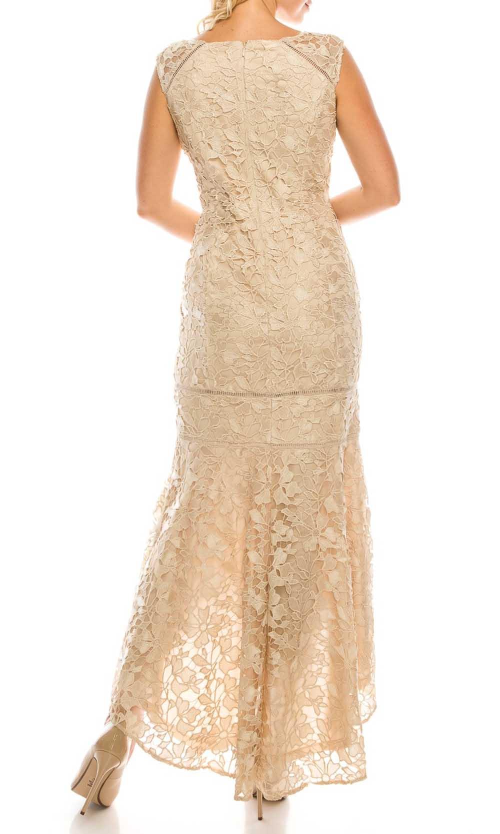 Adrianna Papell Ap1e203392 Lace V-neck Dress in Natural | Lyst