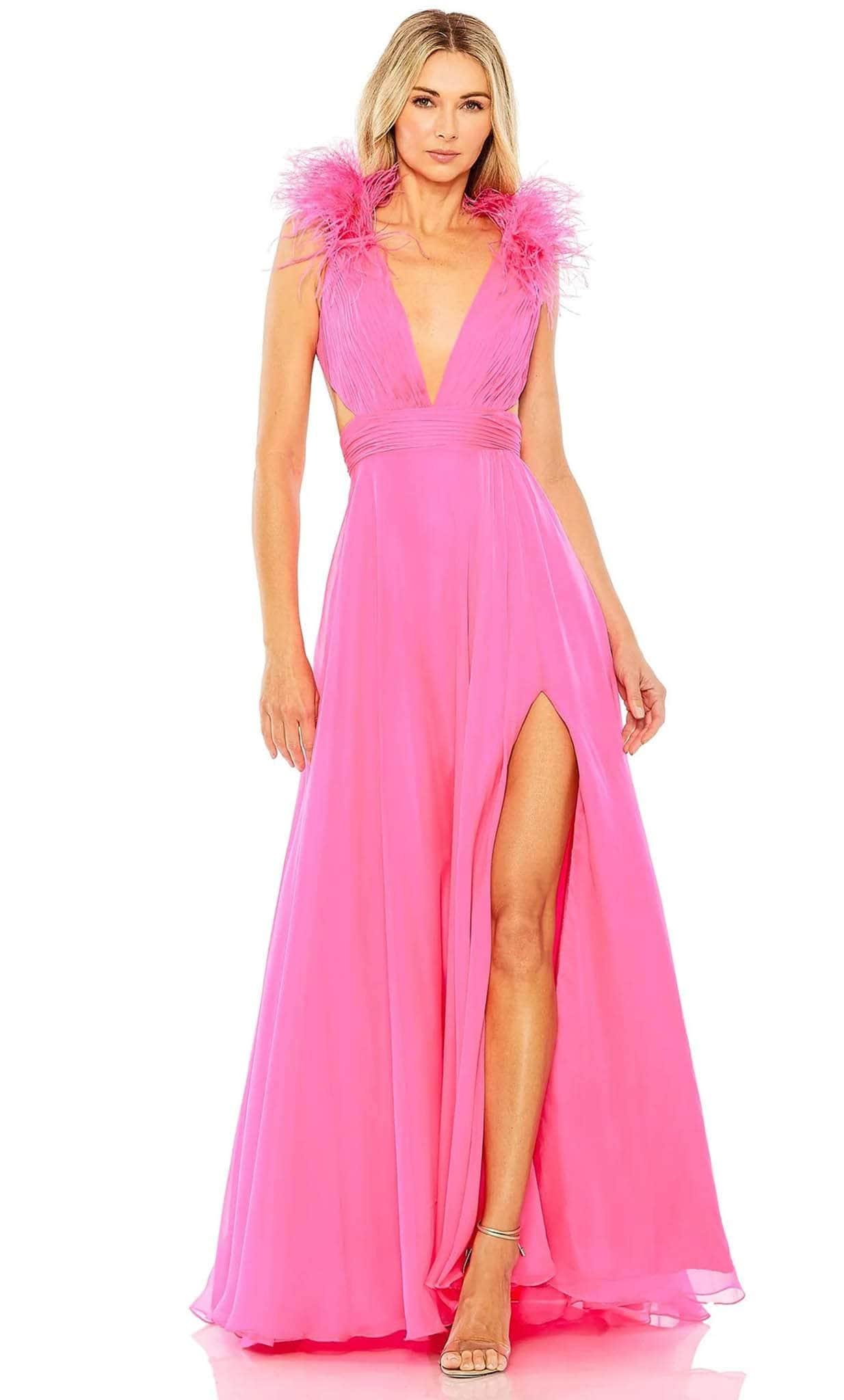 Mac Duggal 68680 Feather Collar Cutout Evening Dress in Pink Lyst
