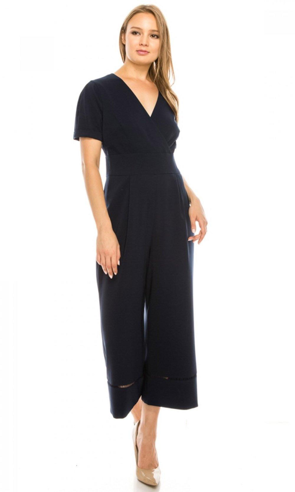 Short Sleeve V-neck Capri Jumpsuit 
