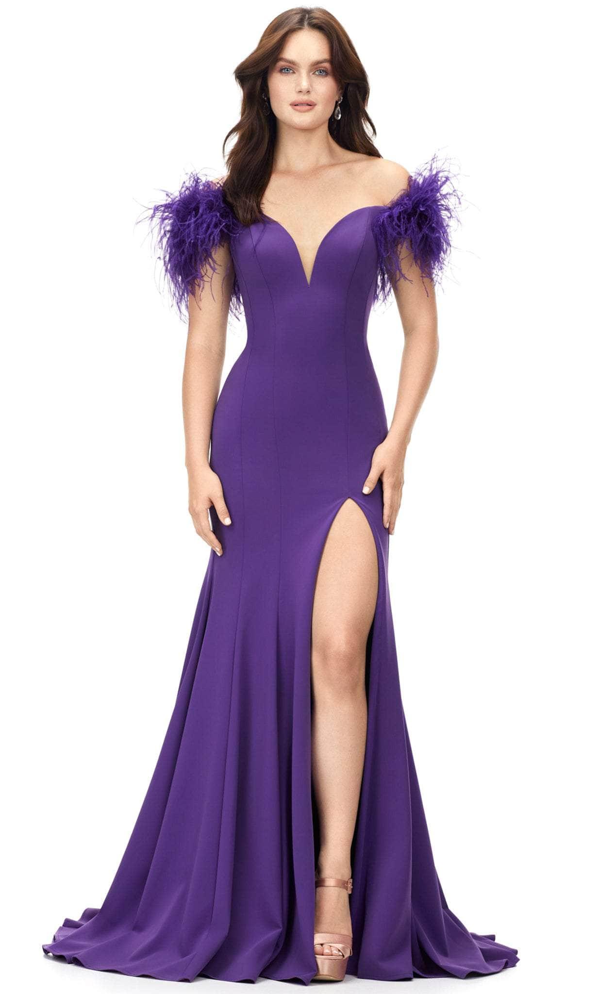 Ashley Lauren Off Shoulder Gown in Purple | Lyst