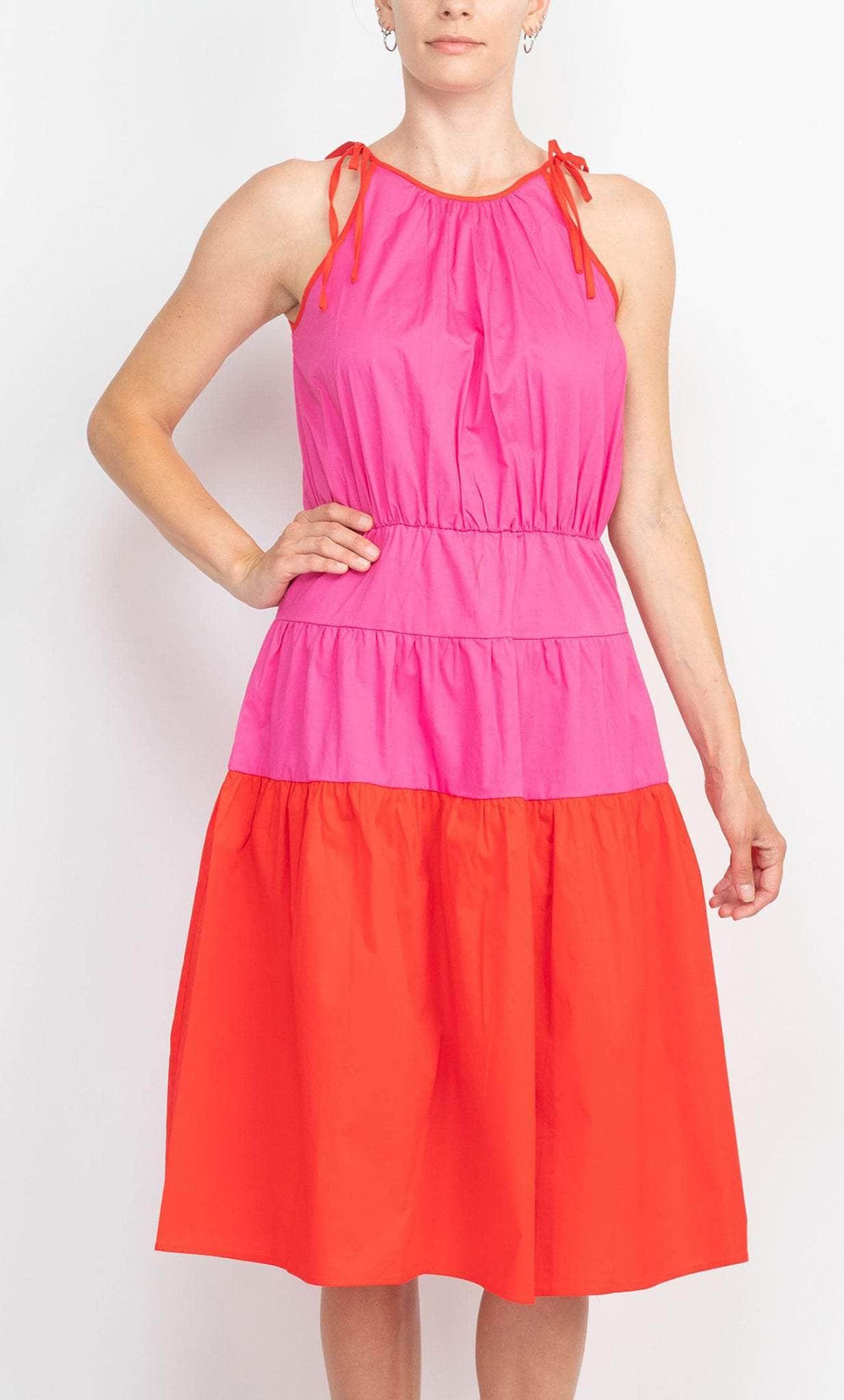 London Times Sleeveless Tied-up Halter Midi Dress in Pink | Lyst
