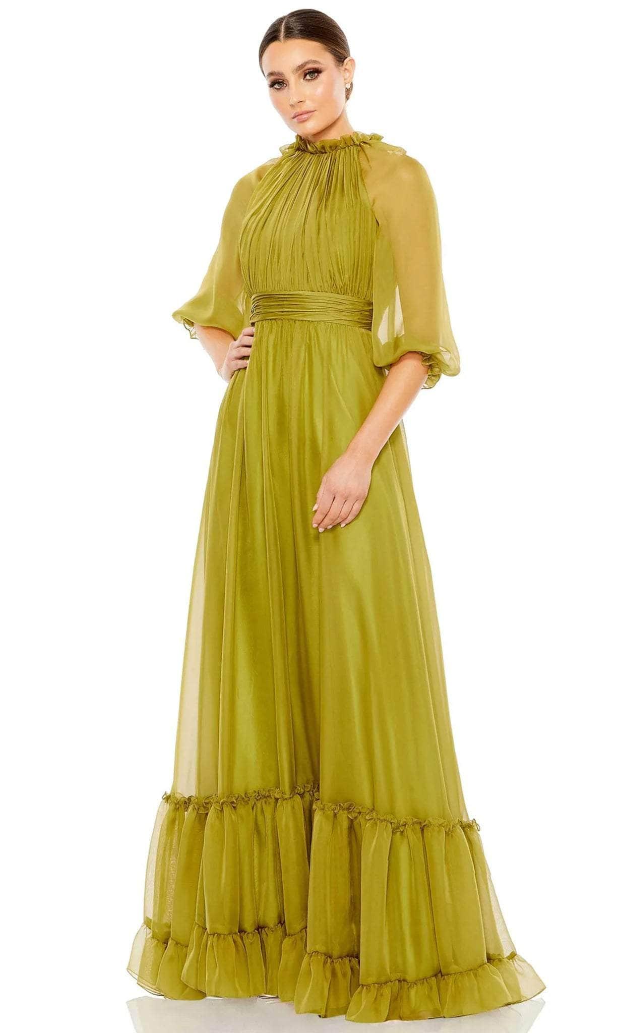 Mac Duggal 68225 Quarter Sleeve High Neck Evening Dress in Yellow Lyst